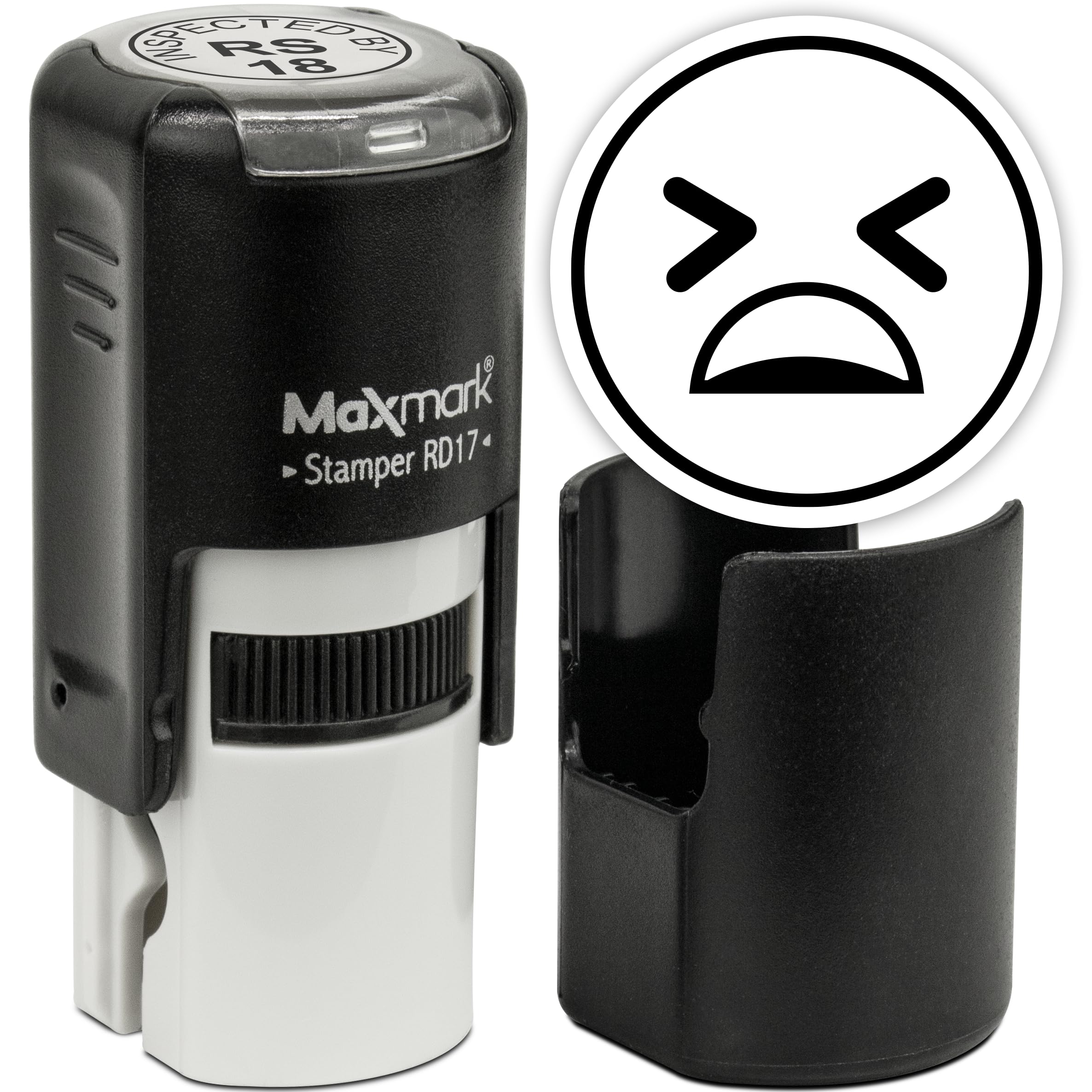 MaxMark Round Self Inking Emoji Stamp - Pain - Black Ink