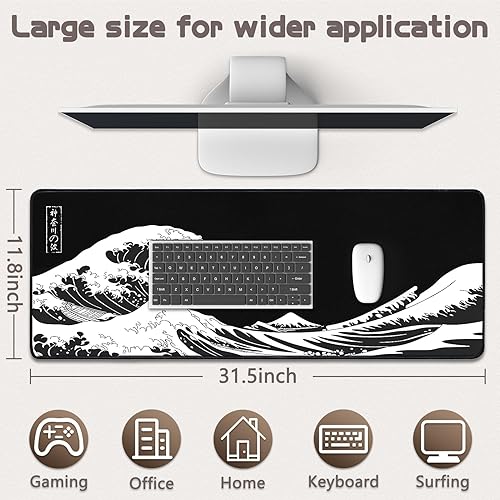 Miniatura 5 de Kanagawa - Alfombrilla de mouse para juegos - Tapete de escritorio para teclado y mouse - Alfombrilla de mouse grande para escritorio, alfombrilla