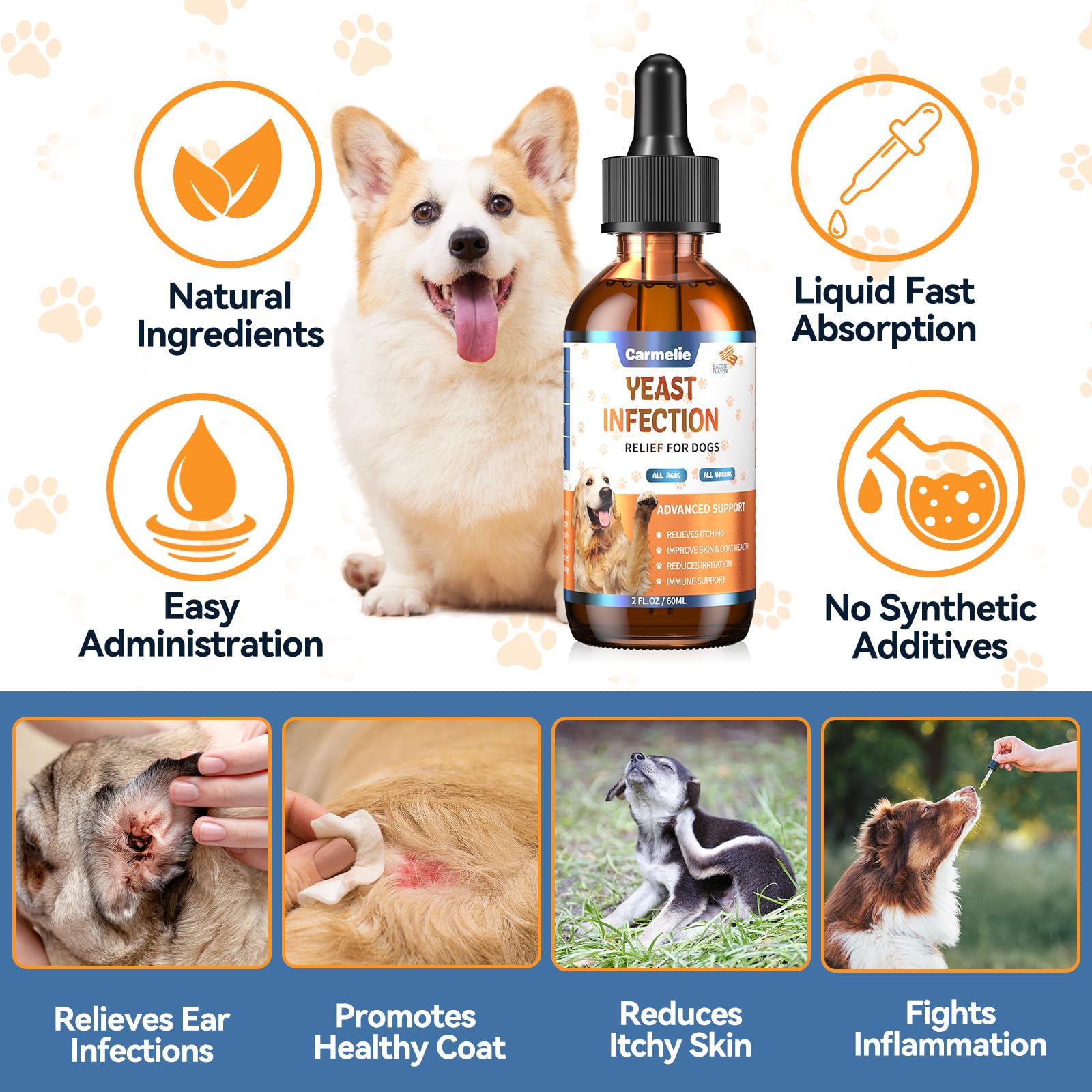 Natural Yeast Relief for Dogs Supports Dog Healthy Itch Relief, Ear Discomfort Care, Itch for Dogs Allergy Supports - Image 2