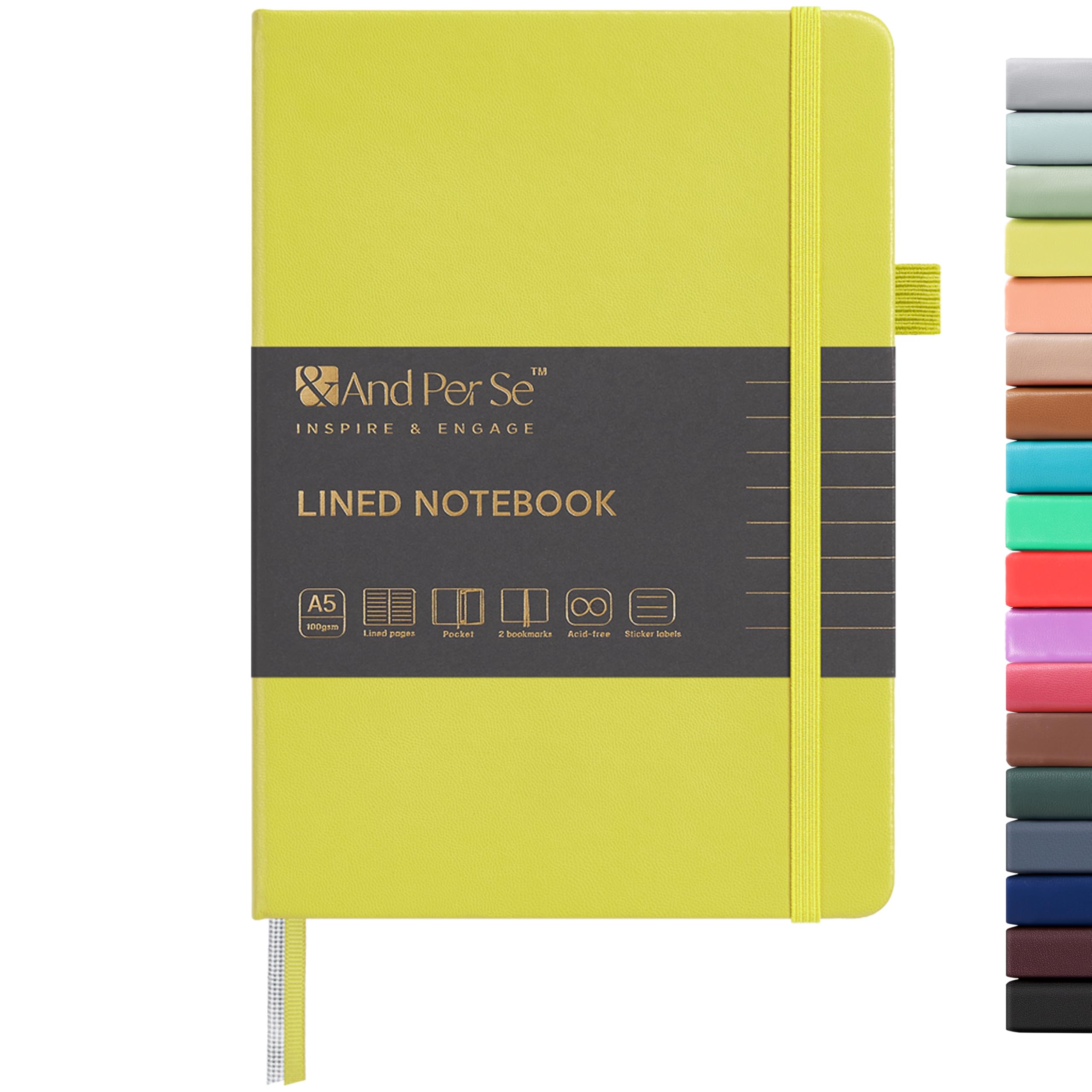 &And Per Se Lined Journal Notebook, 160 Pages, A5 5.7 x 8 inches College Ruled Thick Paper Notebook Journals for Writing, Hardcover Notebooks for Women Men Office School (1 Pack, Lime Green) — image 1