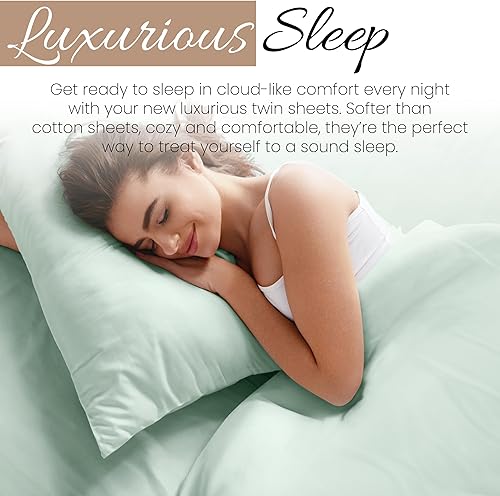 Miniatura 7 de Linen Market Sábanas para cama de tamaño individual (menta)  Duerme mejor que nunca con estas sábanas individuales suaves y refrescantes  Bolsillo