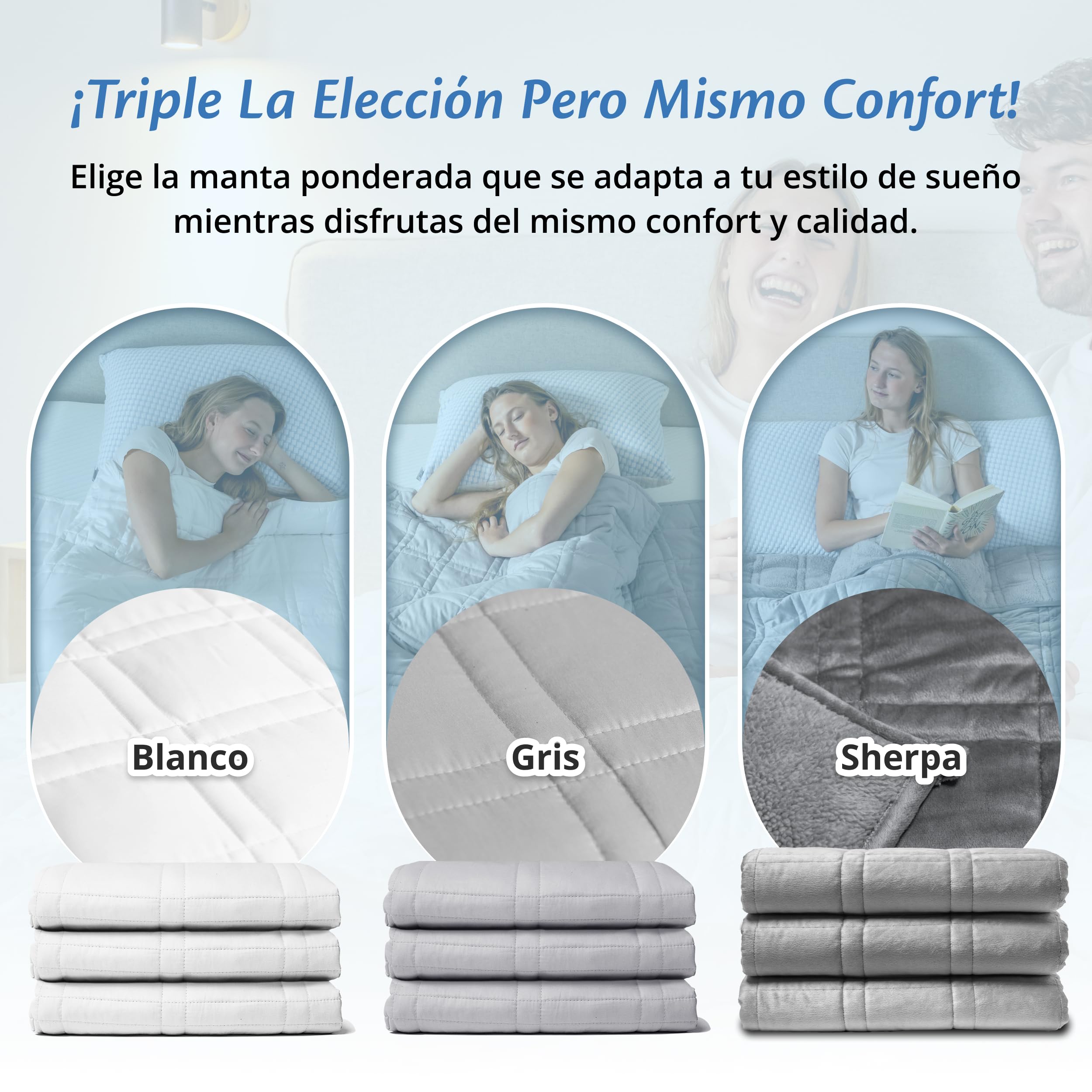 Ella Coperta ponderata per adulti 150x200 9kg - Coperta pesante rilassante per il sonno e antistress - 7 strati, perle di vetro ipoallergeniche, strato esterno in morbido cotone - Weighted Blanket