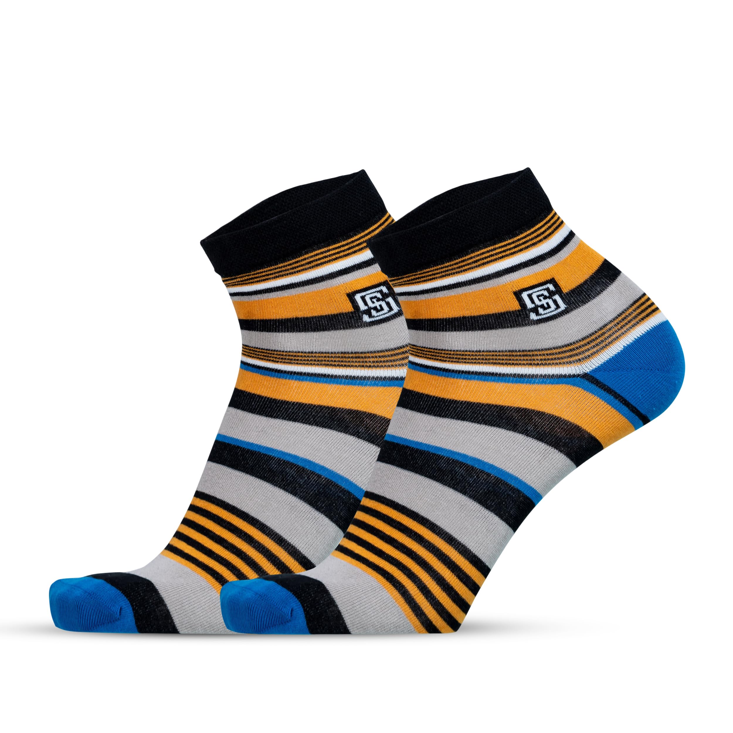 the sock street Ankle Socks for Men, Low Cut Men's Ankle Length Cotton Socks - 1 Pack Summer Socks, Free Size Soft Striped Quirky Socks Ideal for Casual Wear, Office - Cool Trendy Stripe Pattern-picture-40
