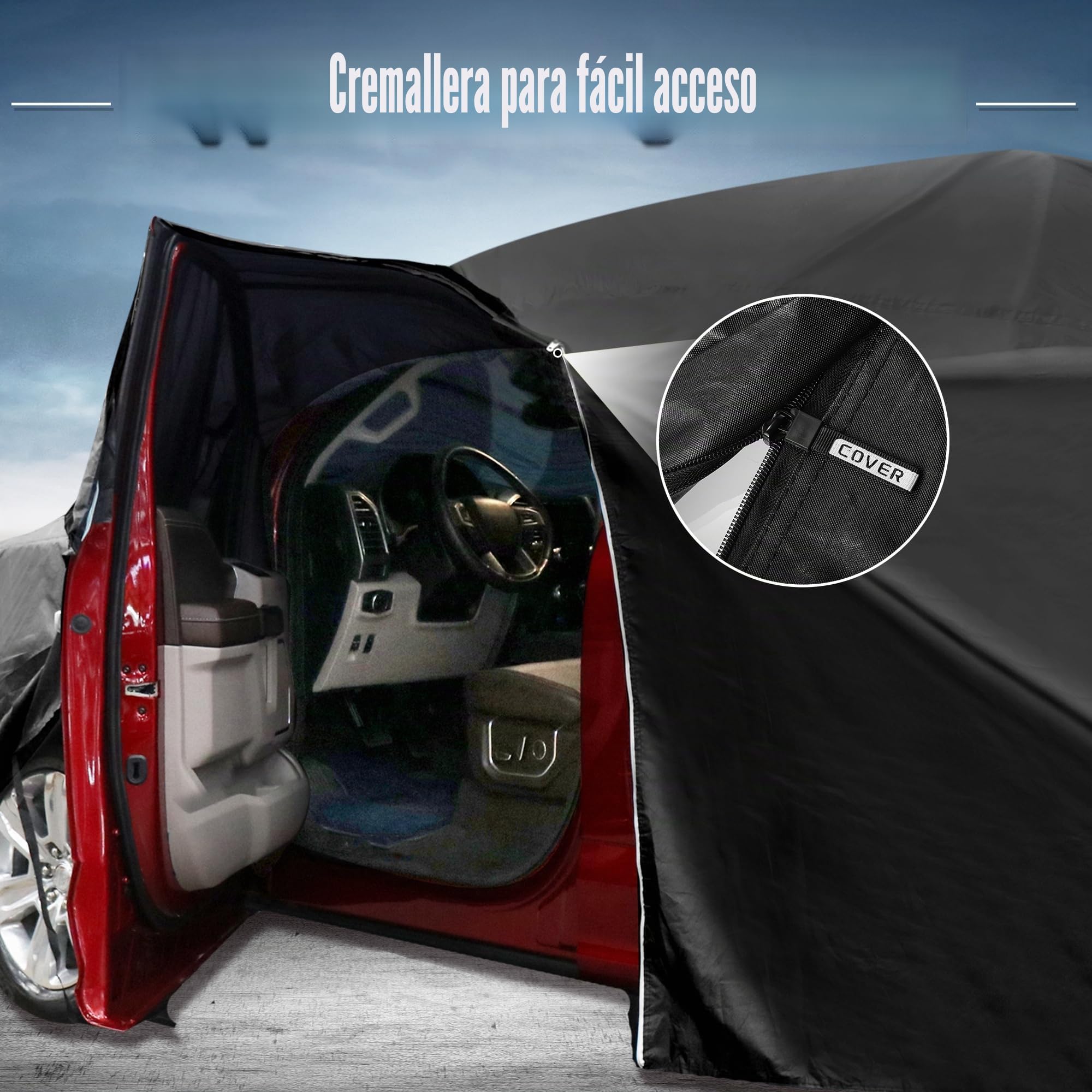 X AUTOHAUX Funda de coche para Smart Fortwo 2007-2019 210D-PU para exteriores, para todo tipo de clima, con cremallera de puerta, impermeable, resistente al viento, protección contra el sol, la lluvia