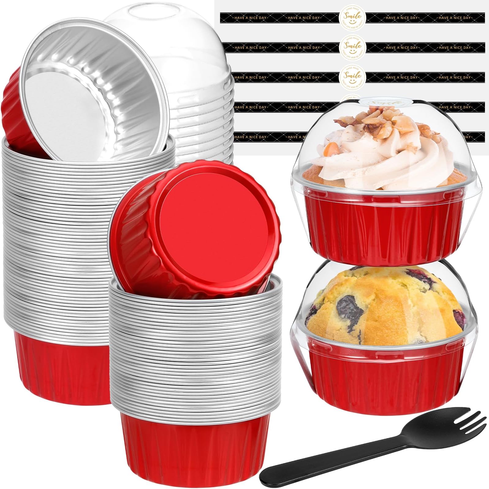 JuneHeart Disposable ramekins with lids and Spoons (40 pack