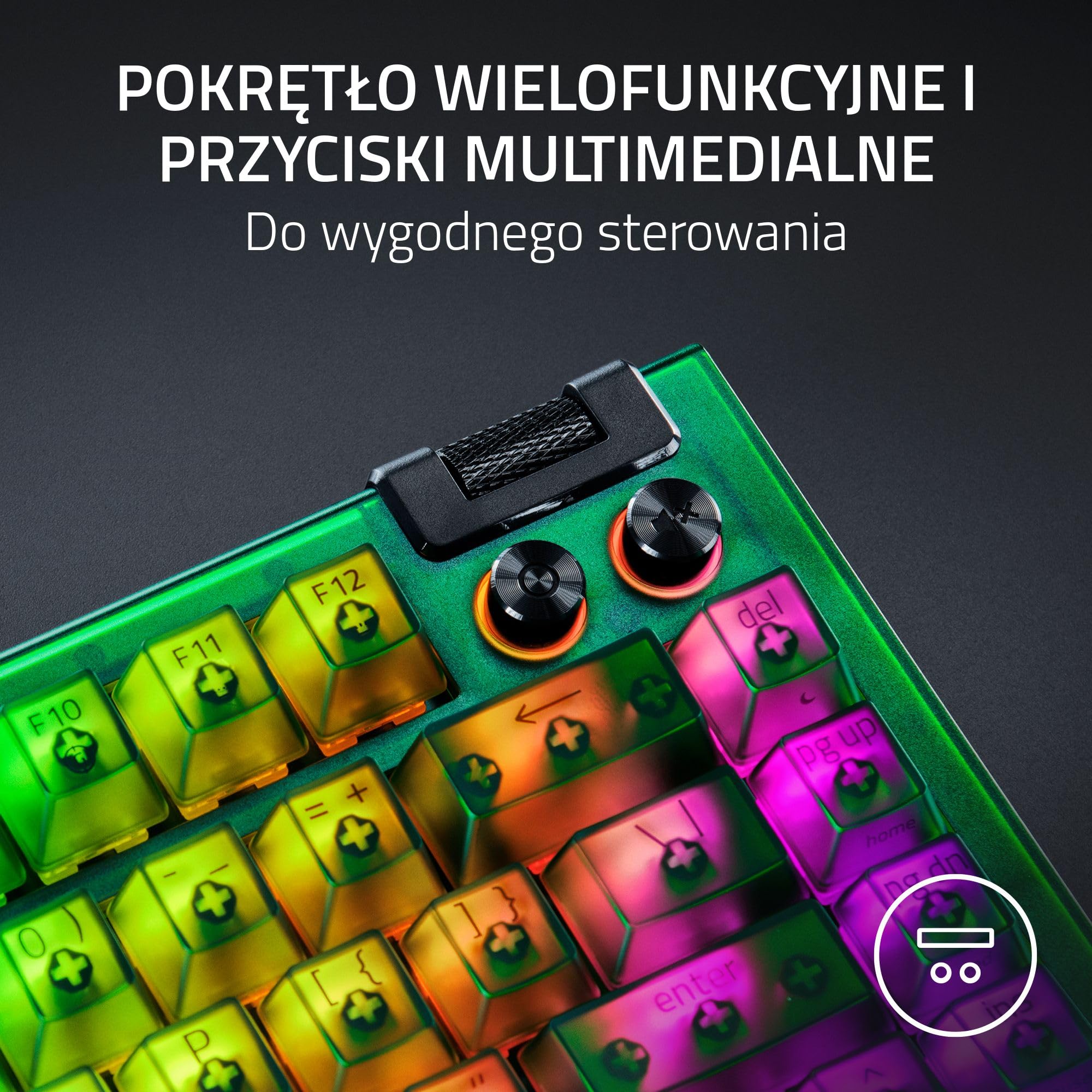Razer BlackWidow V4 75% Phantom Green Edition - mechanicznej klawiatury do gier z możliwością wymiany podczas pracy (przełączniki dotykowe, rolka multimedialna) Układ US | Phantom Green