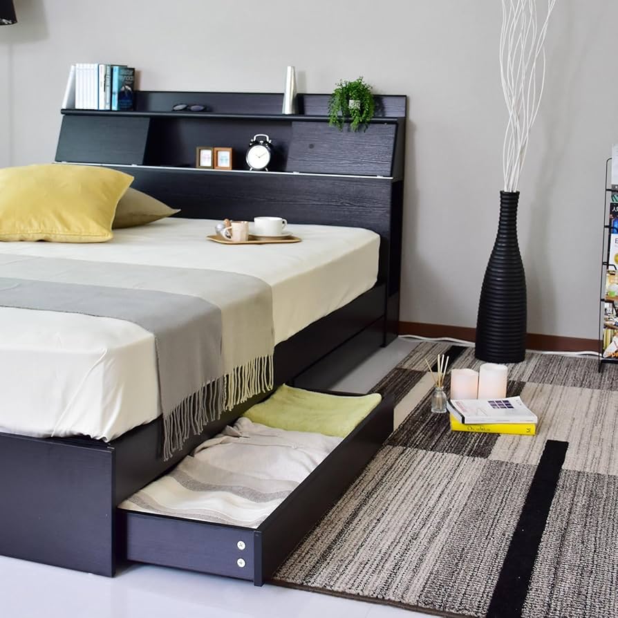 セミダブル　ベッドフレーム Amazon｜Bizdoris ベッド セミダブル フレーム 収納付き