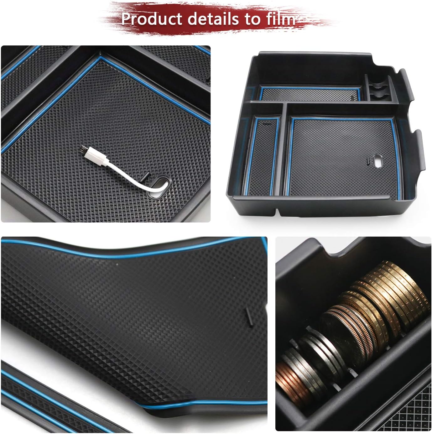 LFOTPP Center Console Organizer Tray for 2022 2023 2024 2025 2026 Kia Carnival KA4 [LX, EX, SX,SX Prestige] Armrest Storage Box ABS for Carnival Accessories Secondary Storage Box (Blue)