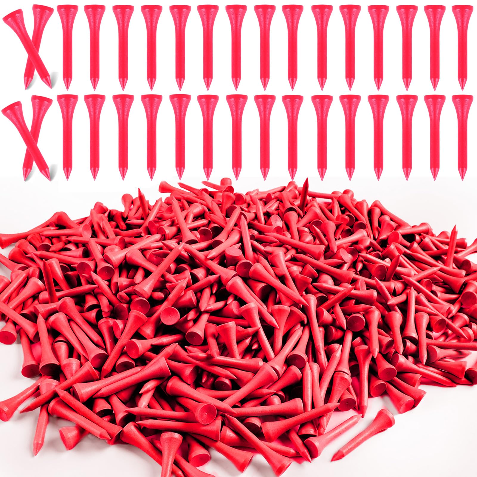 FINGER TEN Golf Tees Wood Value 100/250/500/1000 Pack 1 1/2 Inch Long, Upgrade Premium Durable Wooden Short Tees for Irons And Hybrids Eco-Friendly Golf Accessories (Red, 100pcs-38mm)