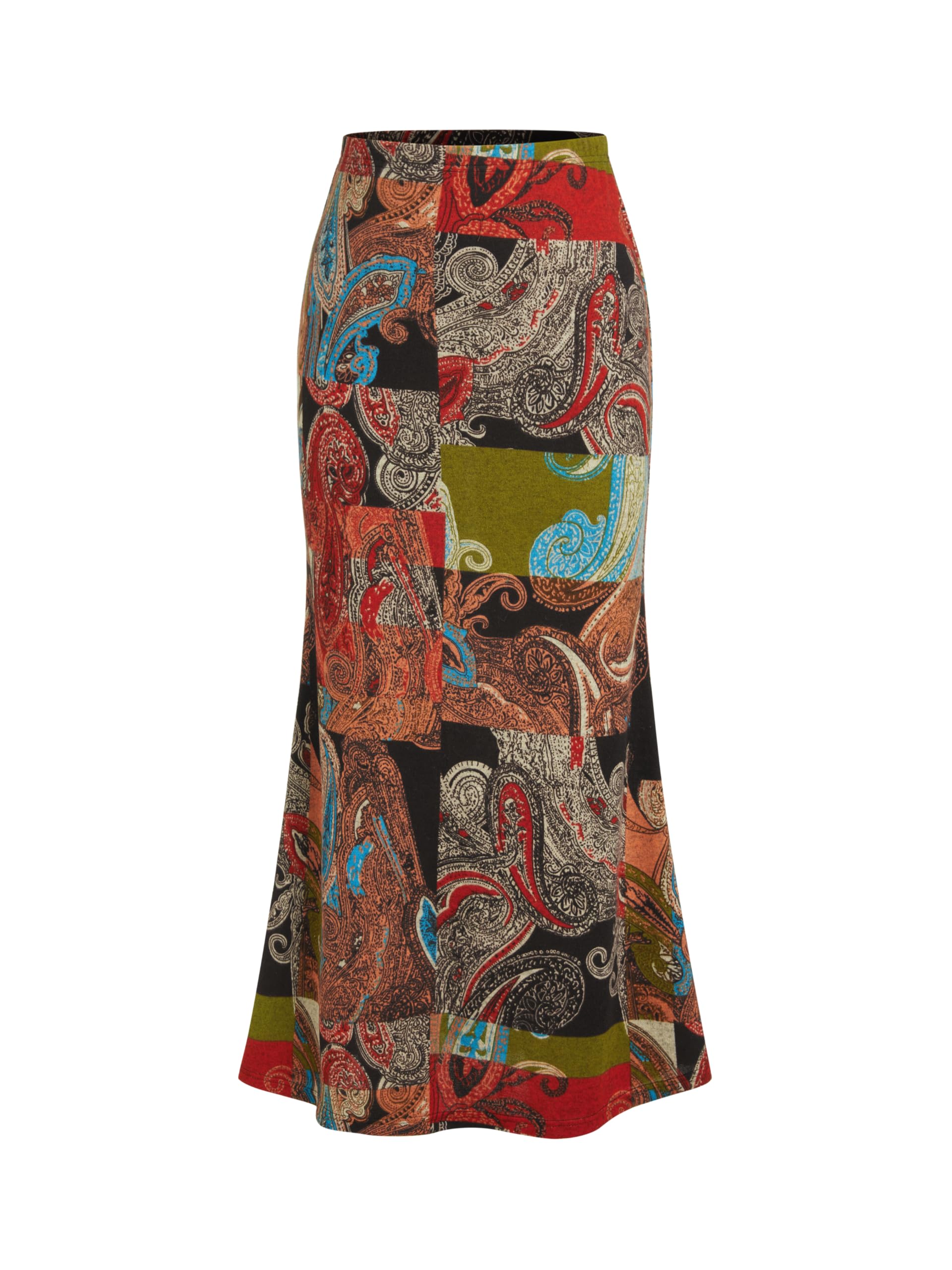 CIDER Maxi Skirt for Women Aztec Colorblock Mermaid Long Mid Waist Knit High Stretch Skirts for Women Trendy