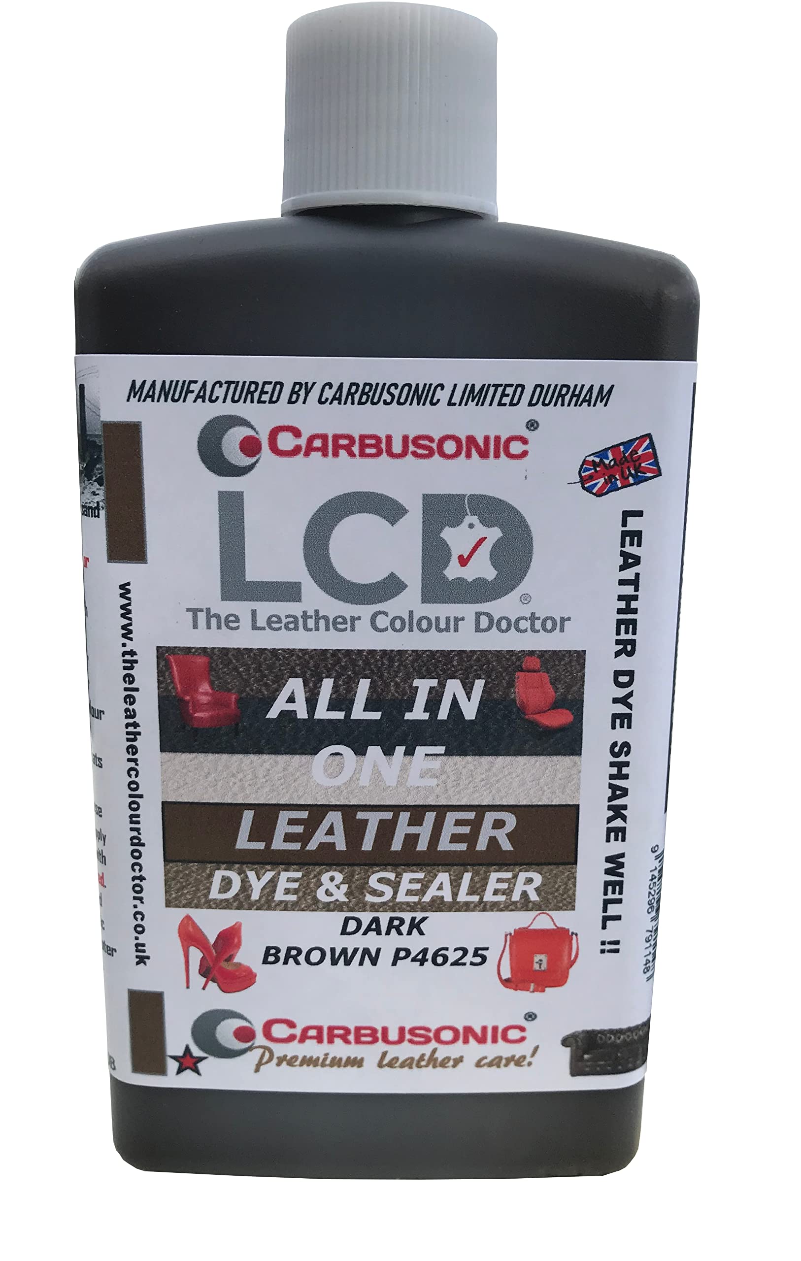 Carbusonic All in one Leather dye and sealant, Interior Leather Paint for Car Seats, Sofas, Arm Chairs, Shoes, Handbags & More. (Dark Grey, 500 ml) — view 12
