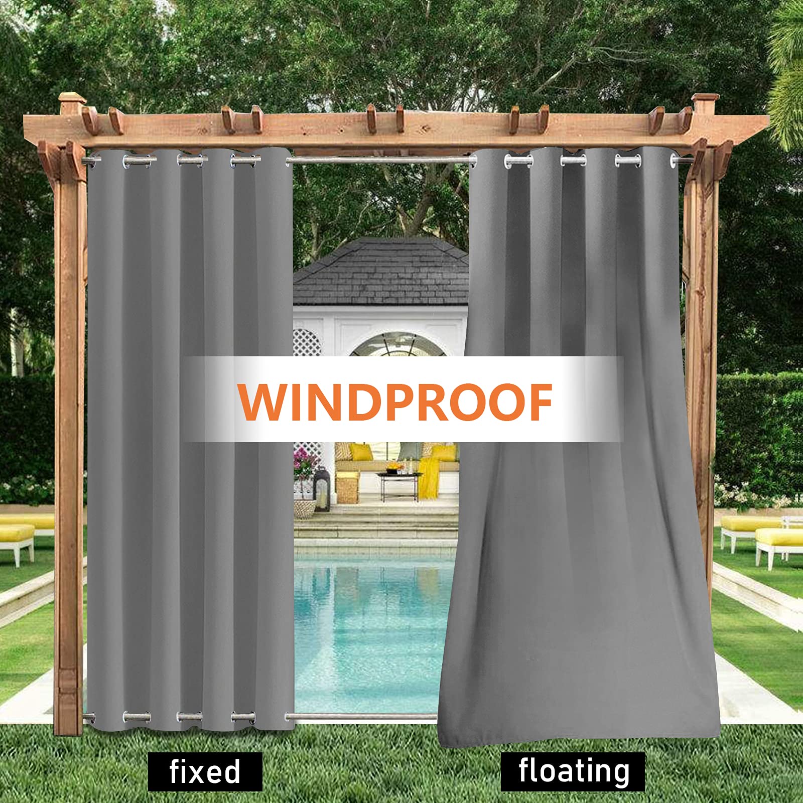 Outdoor Curtains Waterproof with Grommet (Top and Bottom) - Image 3