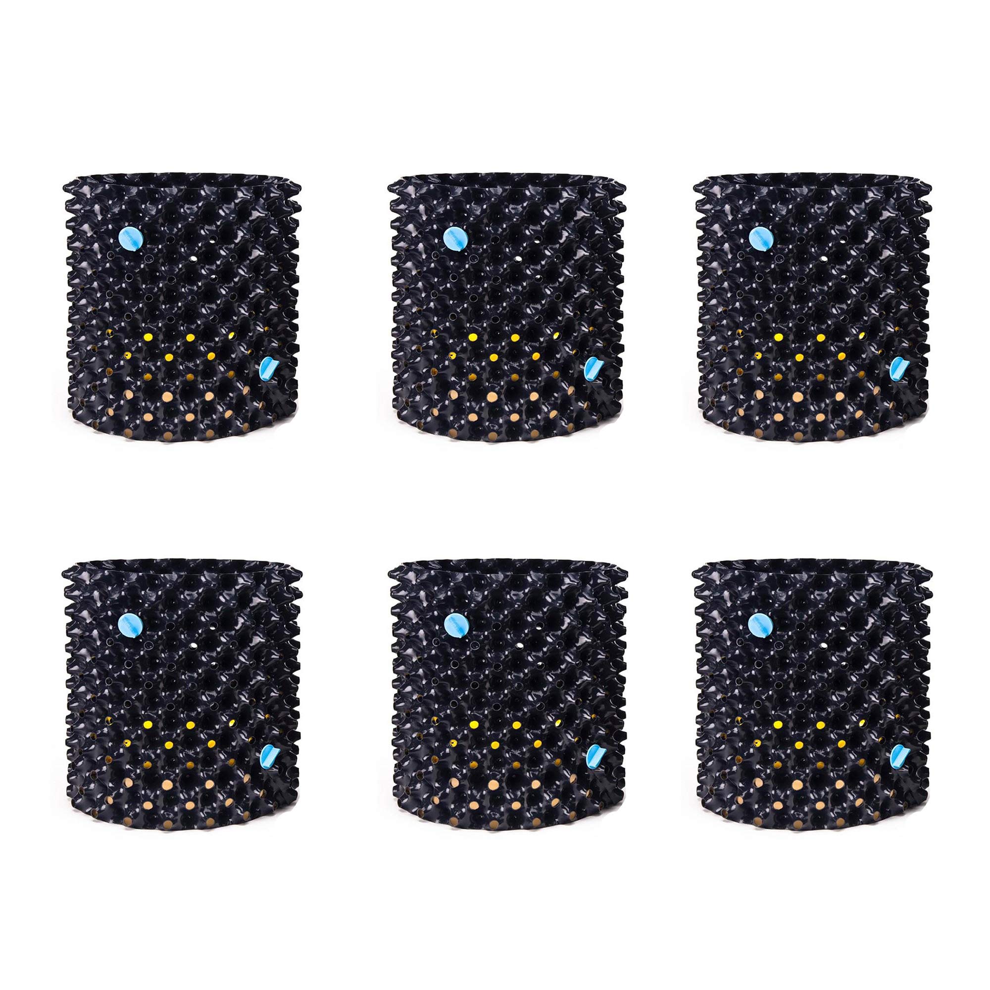 Air-Pot Superoots THAP3 2.2 Gallon/8.4 Liter Propagation Grow Pot Plastic Planter Container, Black with Yellow Base, (6 Pack)