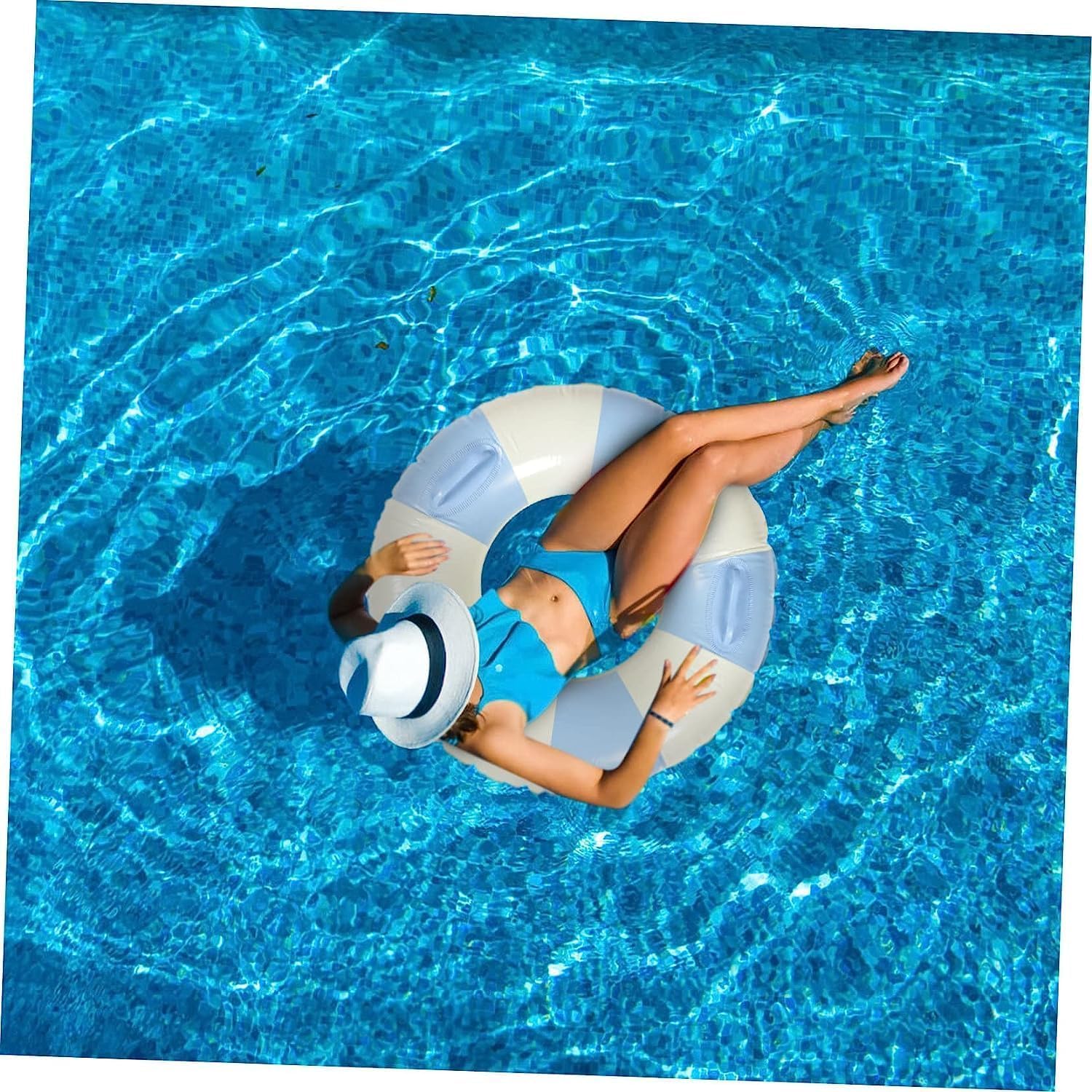 Anneau de Natation Gonflable Adulte, Anneau de Natation Bouée de Piscine, Bouée Gonflable Rétro Rayée, pour Les Vacances à la Plage et Les fêtes de Piscine