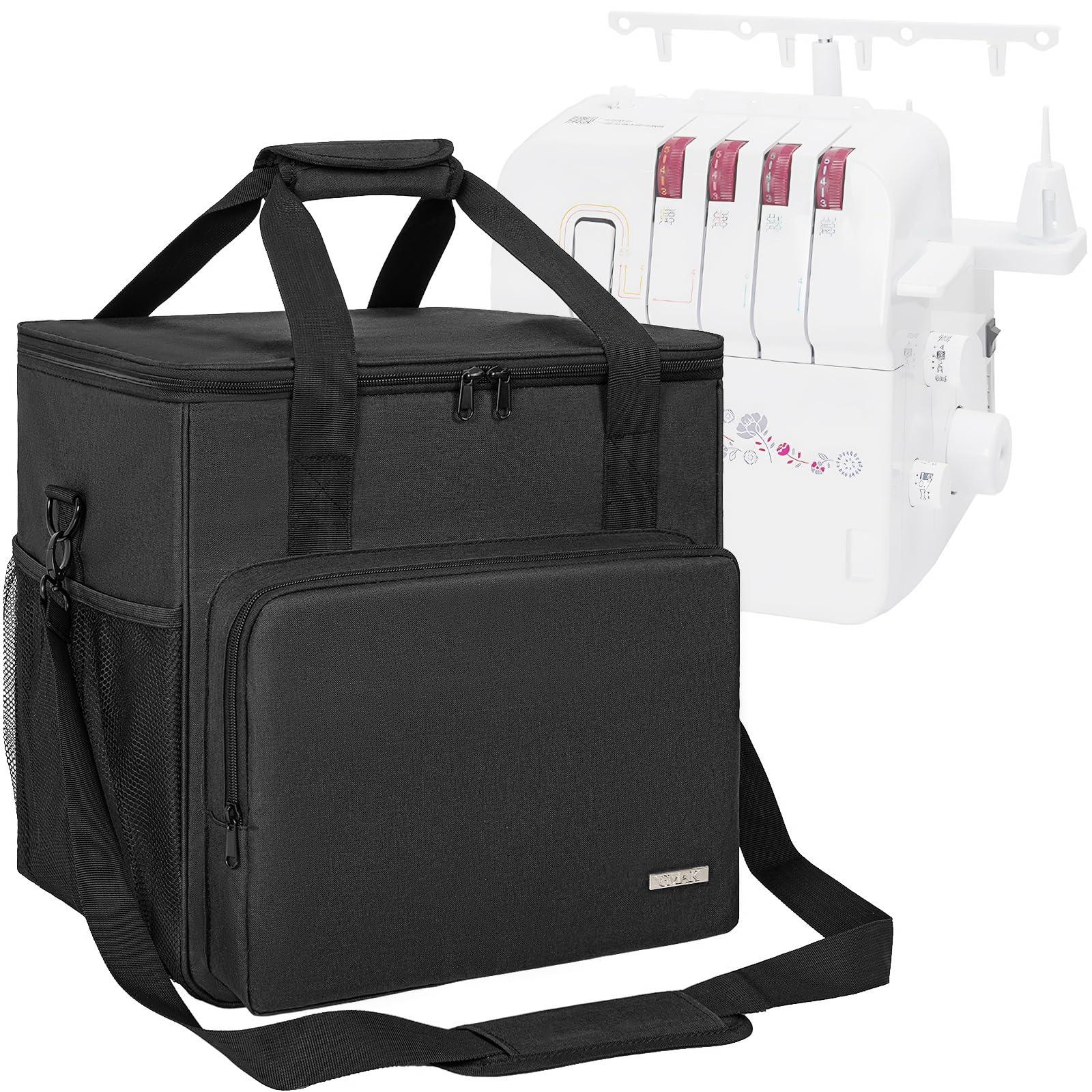 GMAK Serger - Funda de transporte, bolsa de almacenamiento universal Serger con almohadilla acolchada base, bolsillos de almacenamiento, funda de viaje con correa para el hombro para la mayoría de