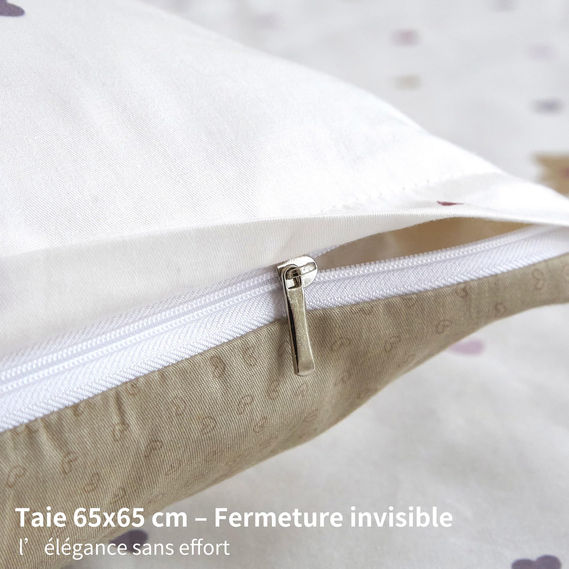 Housse de Couette 140x200 Enfant Fille Motif Cœurs Ours 100% Coton