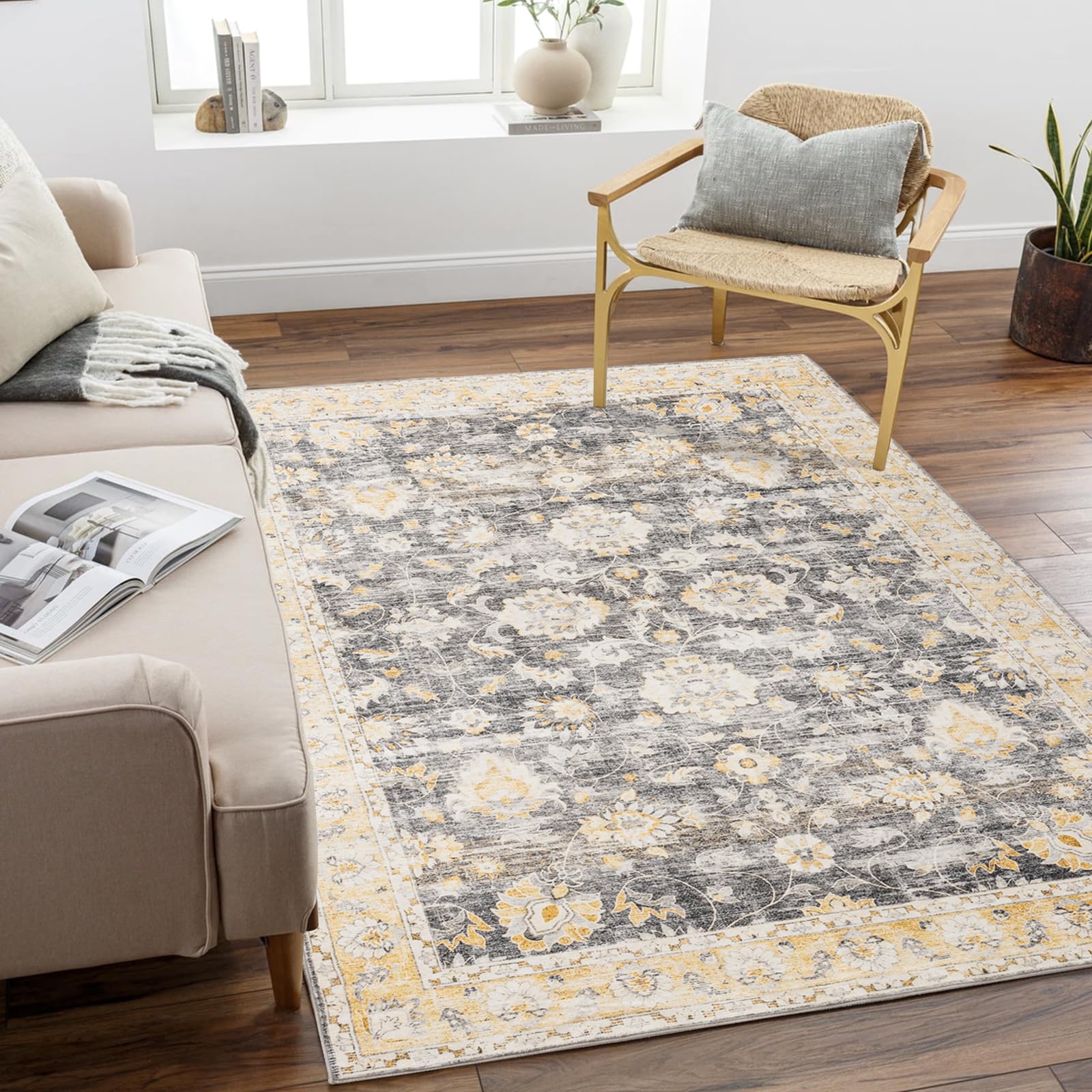 Tapis doux en fausse laine 0,9x1,5m tapis de sol vintage floral
