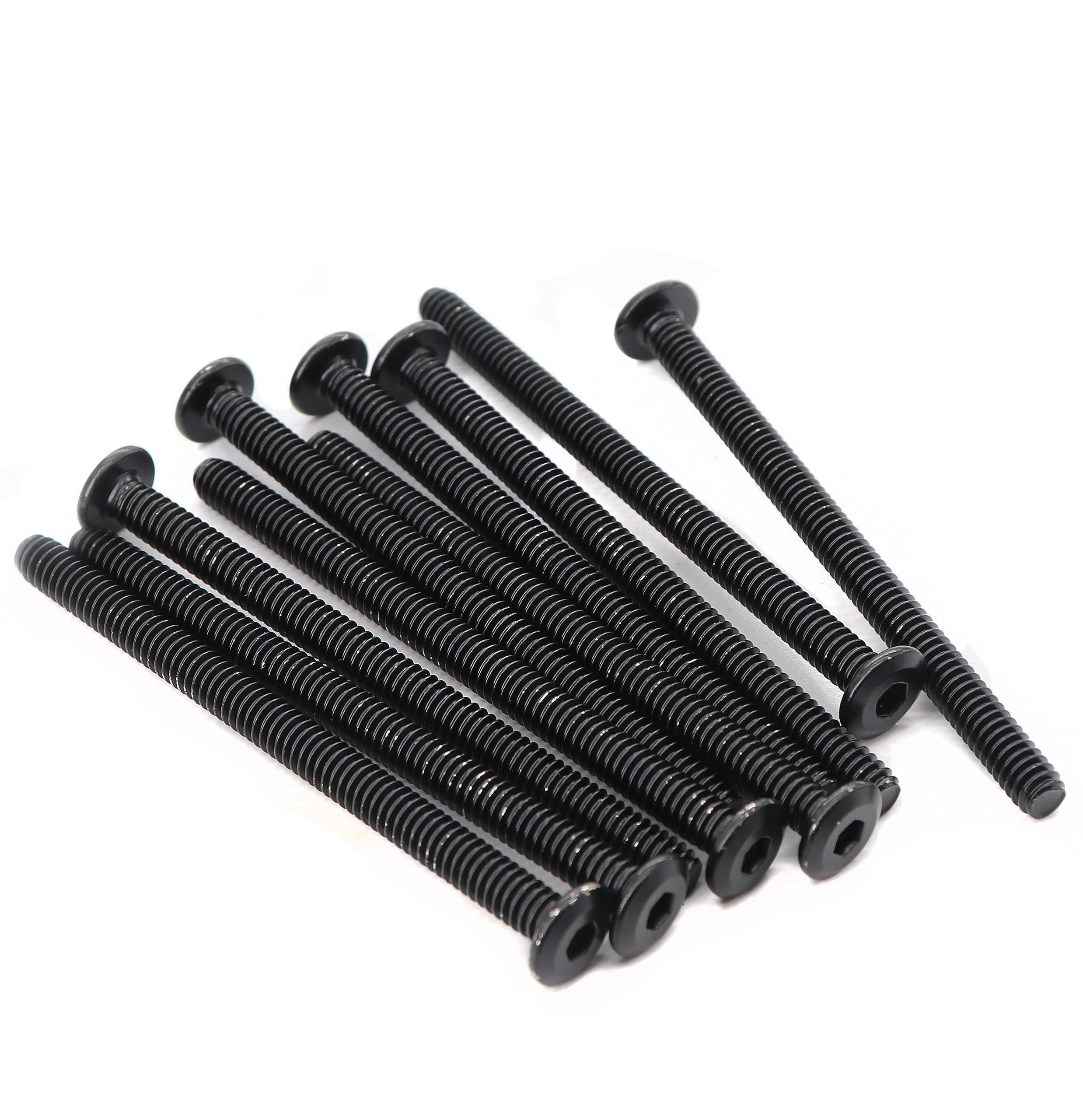 cSeao 12-Pack M6 x 75mm Black Flat Head Allen Head Joint Conecting Bolts Socket Cap Screws for Furniture Table 304 Stainless Steel