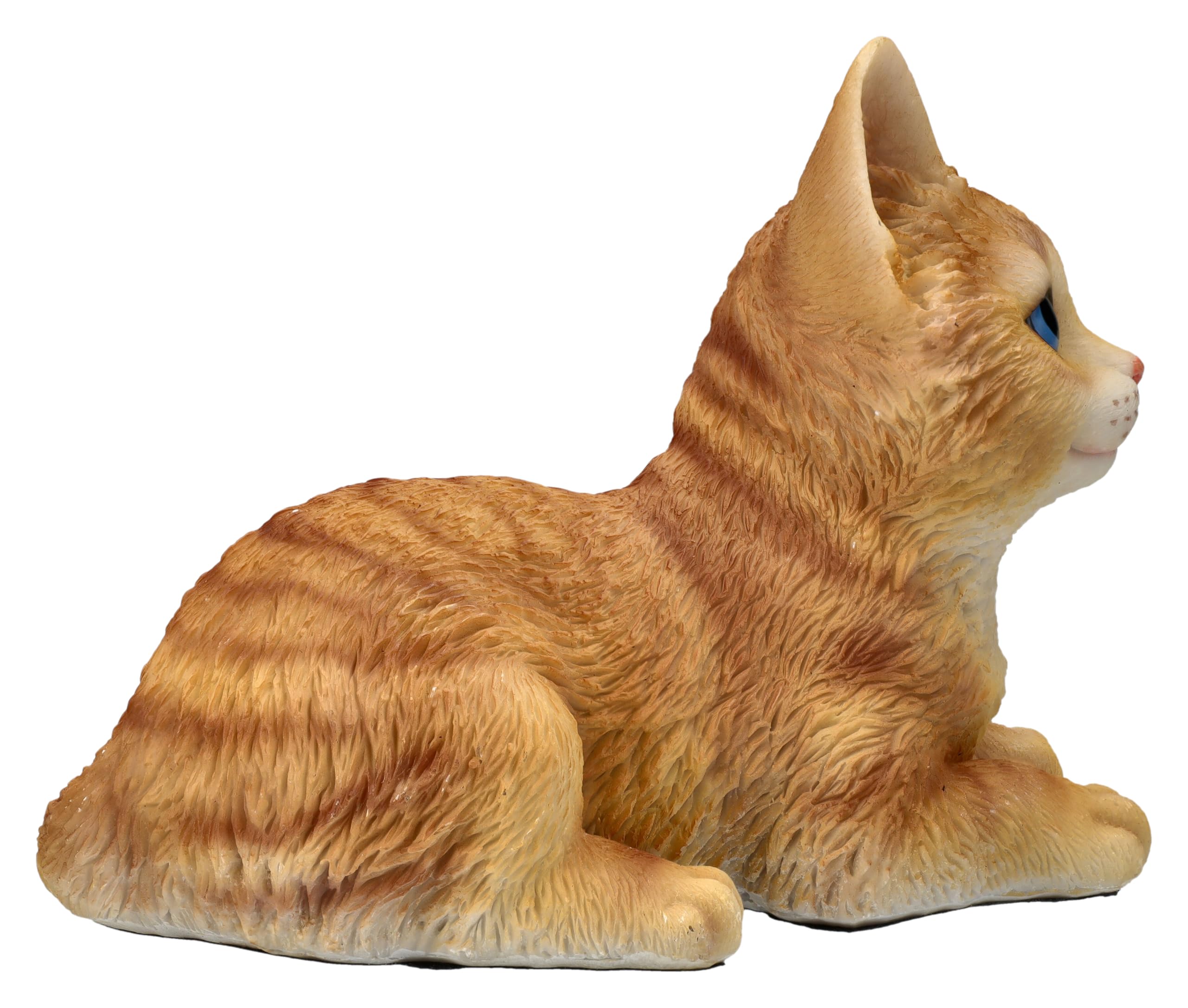 Figura decorativa de gato de gatito tigerado, color naranja, 14 cm