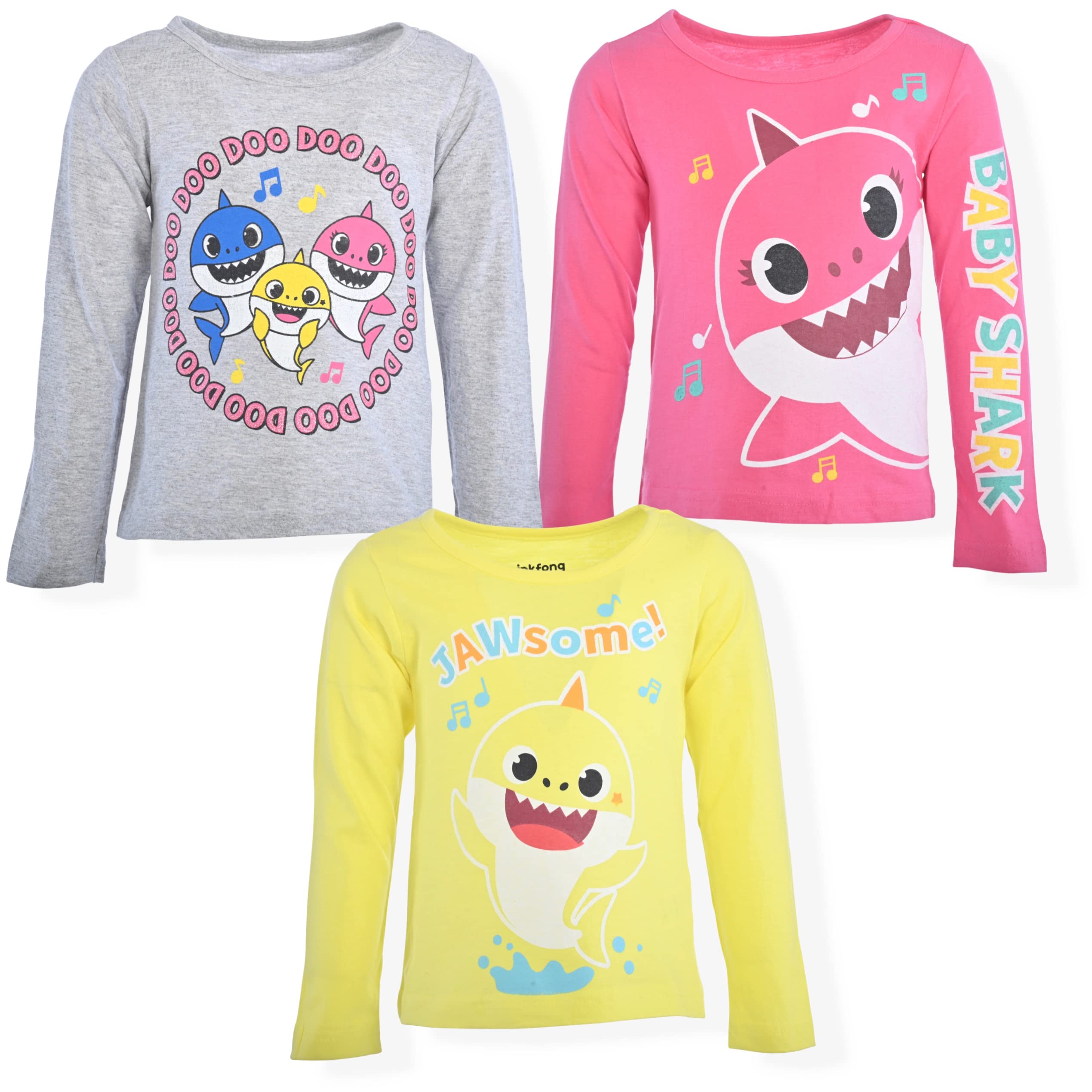 Nickelodeon Mädchen 3er-Pack Baby Shark Langarm Graphic Tee Shirt
