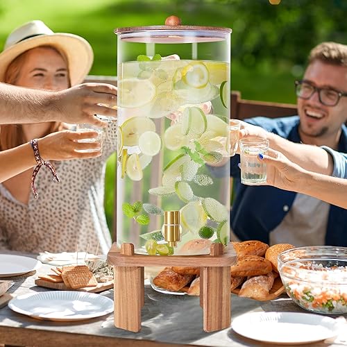 Miniatura 6 de Dispensador grande de bebidas de 3 galones para fiestas, dispensador de bebidas de vidrio con soporte, dispensador de bebidas de agua con válvula