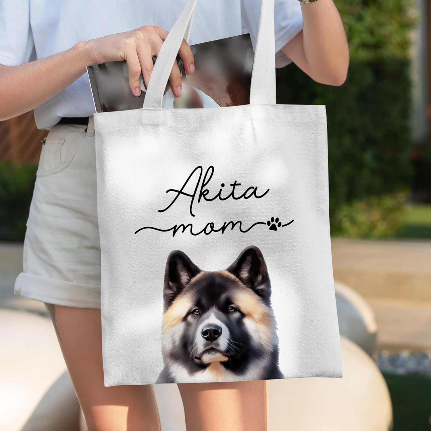 Dog Mom Canvas Tote Bag with Magnetic Buckle-Dog Lovers Gifts for Birthday, Mother's Day, Christmas. - Image 2