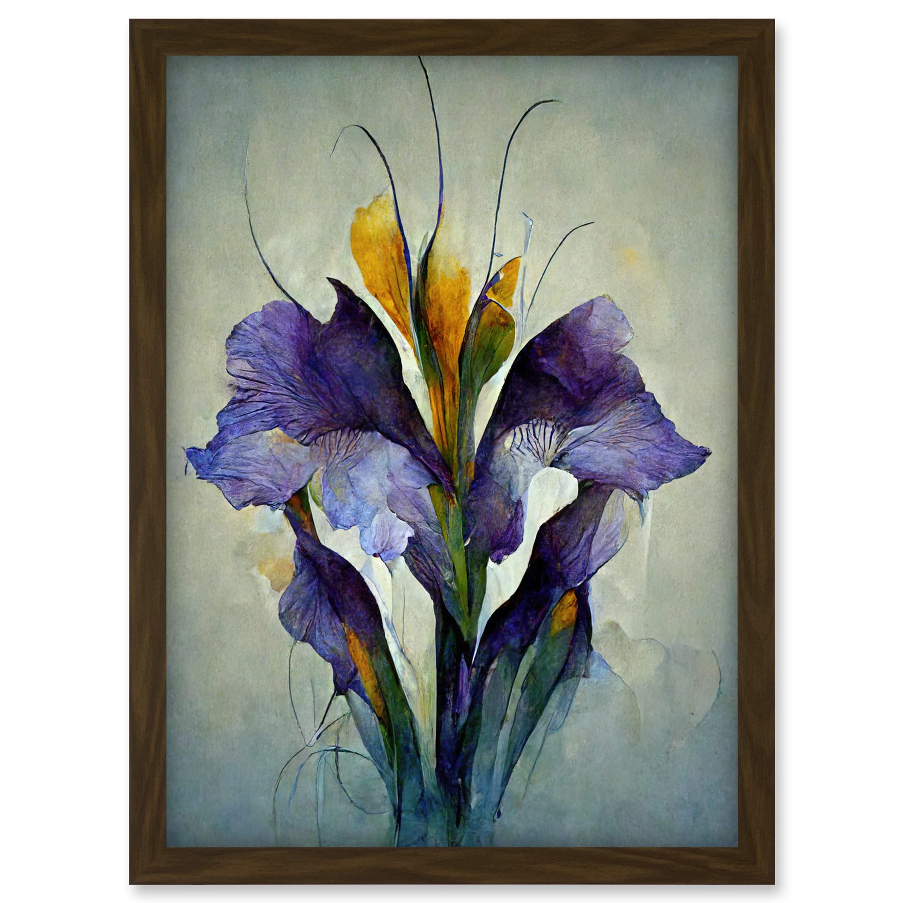 Doppelganger33 LTD Iris Bouquet Modern Watercolour Artwork Framed A3 Wall Art Print
