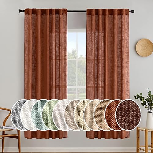 Vista 140 de MIULEE - Cortinas semitraslúcidas suaves y gruesas, textura de lino para dormitorio y sala de estar, para Navidad, con trabilla trasera y jareta, 84