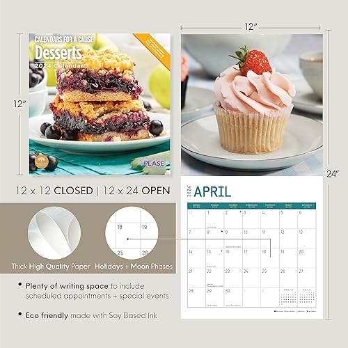 Miniatura 3 de Bright Day - Calendario mensual de pared de postres 2024, calendarios por una causa, 12 x 12 pulgadas, embalaje sin plástico, delicioso regalo