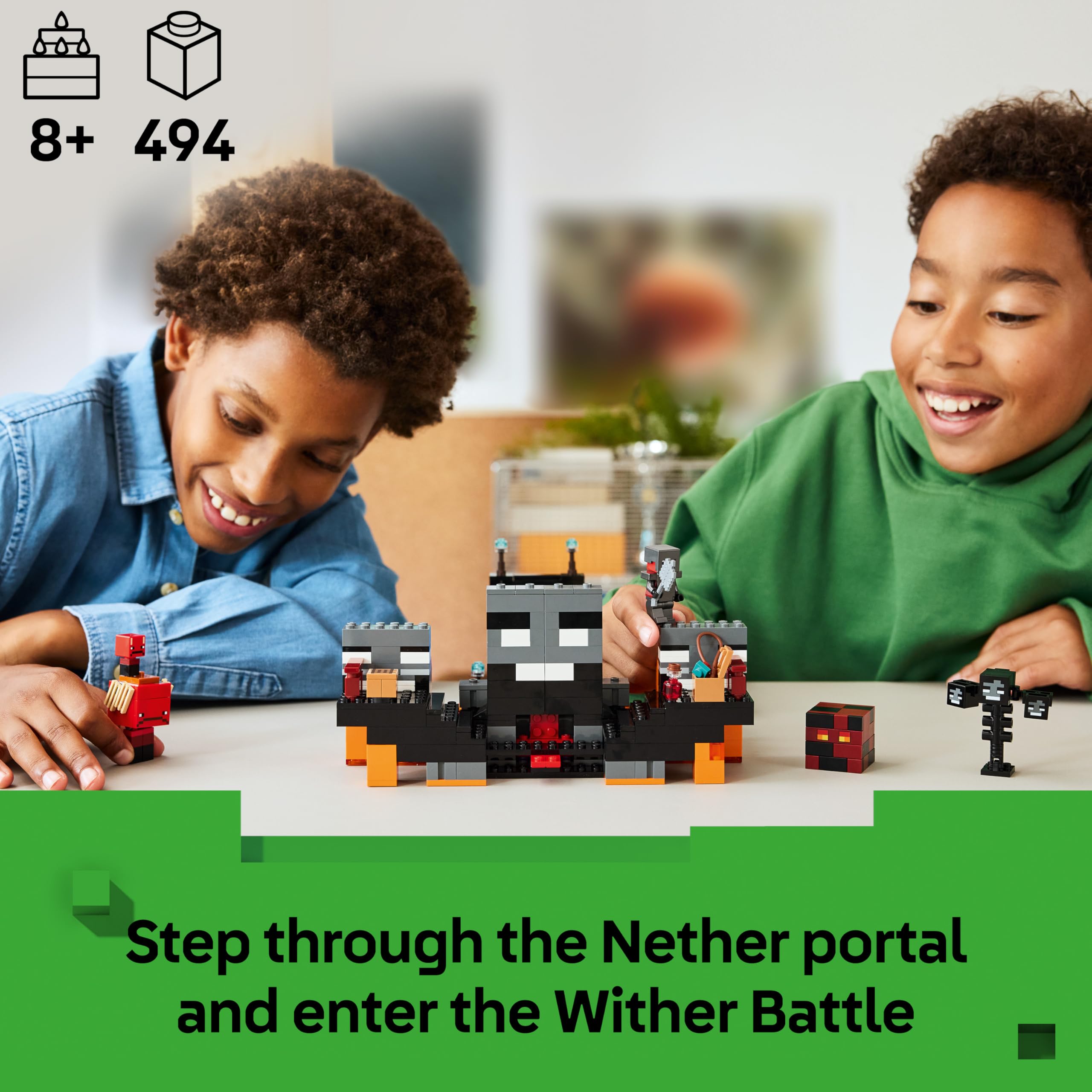 LEGO Minecraft Wither Battle, Interactive Toy with Crimson Warrior, Strider, Magma Cube & 2 Wither Skeleton Mob Figures - Image 2