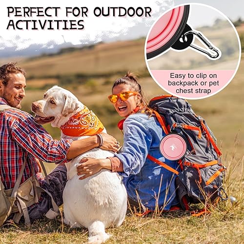 Miniatura 5 de Tazones plegables para perros, para viajes, 2 unidades de fuente de agua portátil para perros, gatos, mascotas, plato de agua plegable para viajar,