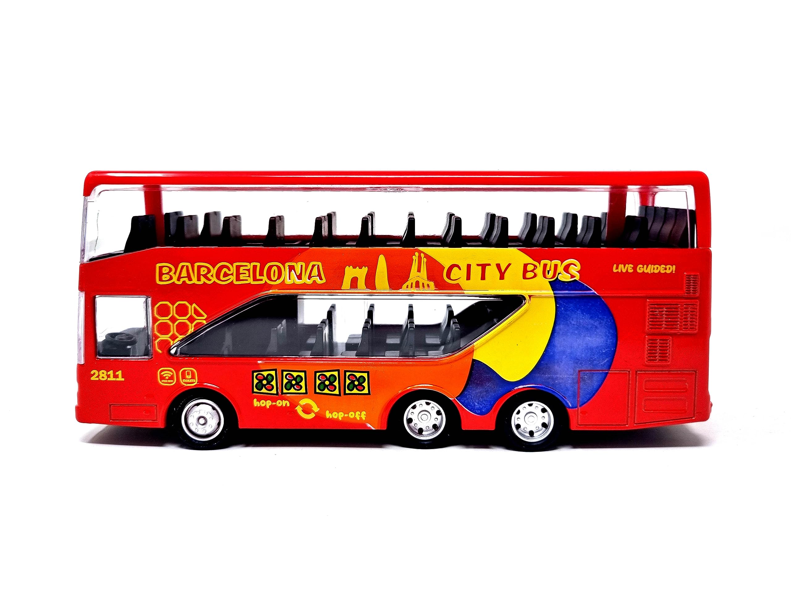 PLAYJOCS GT-8162 Bus Barcelona.Metal vehicle, Toy for children and collectors, Red, 18 x 8 x 8 cm