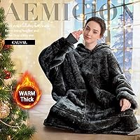 Vista 5 de Aemicion - Manta con capucha para adultos, acogedora y cálida sudadera gruesa de sherpa con capucha para regalos para hombres y mujeres - Gris