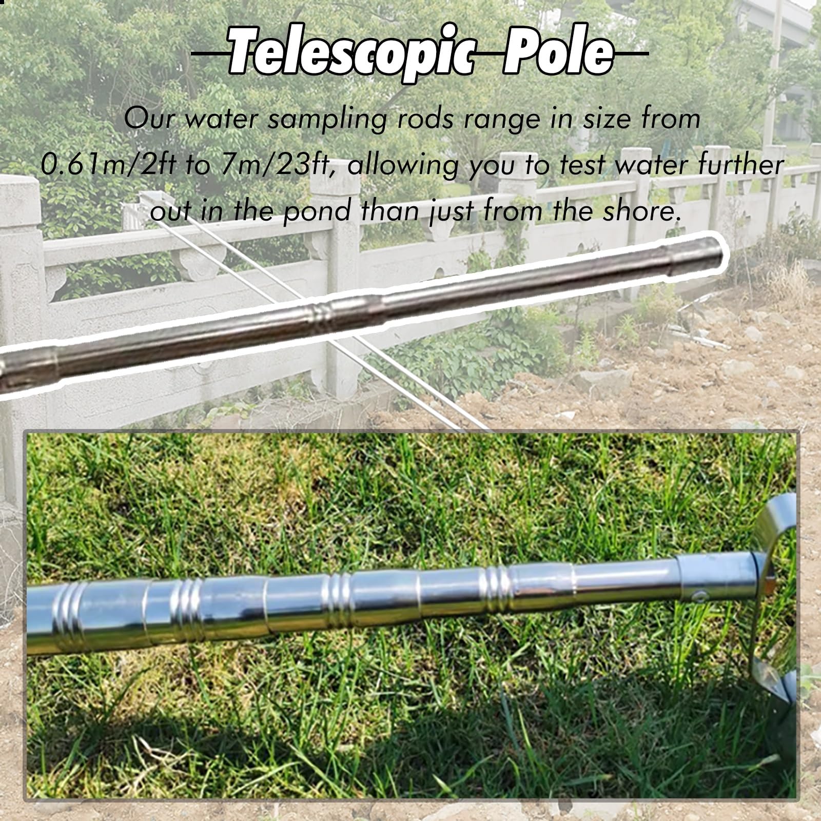 Muestreador de líquidos telescópico de acero inoxidable con longitud ajustable y vaso de precipitados para muestreo de agua industrial