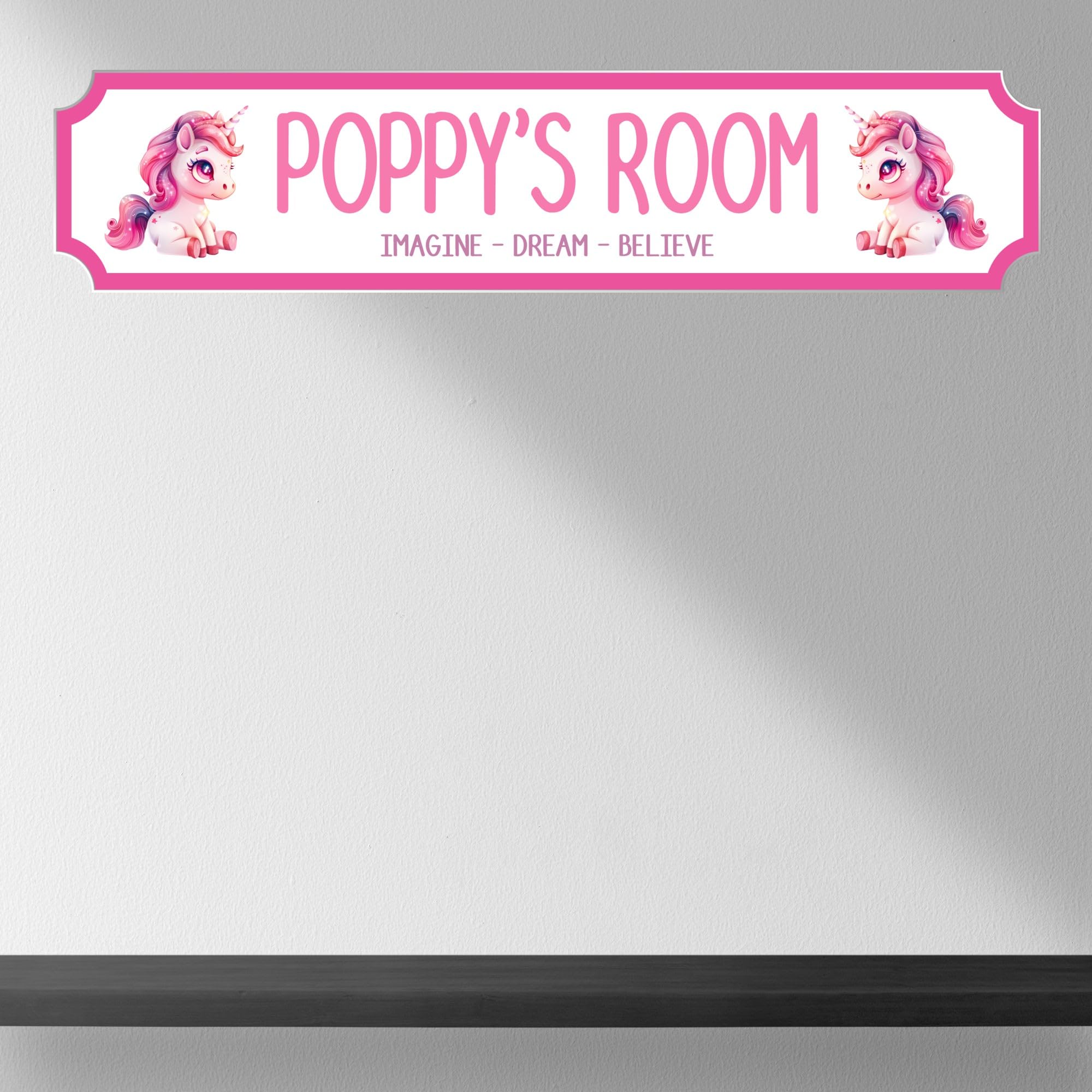 Personalised STREET SIGN Room Plaque - Custom Girls Room Sign Gift for Kids, Ballet, Dinosaur, Gaming, Mermaid, Princess, Rainbow, Unicorn Decor (Unicorn, Acrylic - Medium 390mm x 85mm)