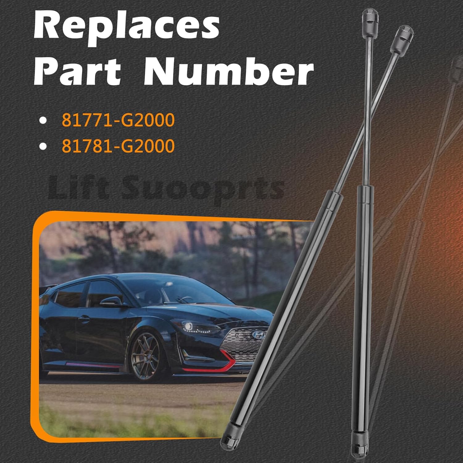 16.17 in 2Pcs Liftgate Lift Support Tailgate Hatch Struts Gas Spring Shocks Rod Compatible with Kia for Sportage 1995-2002 - Compatible with Hyundai 2017-2022 Ioniq OE# 81771-G2000 81781-G2000 4 Door