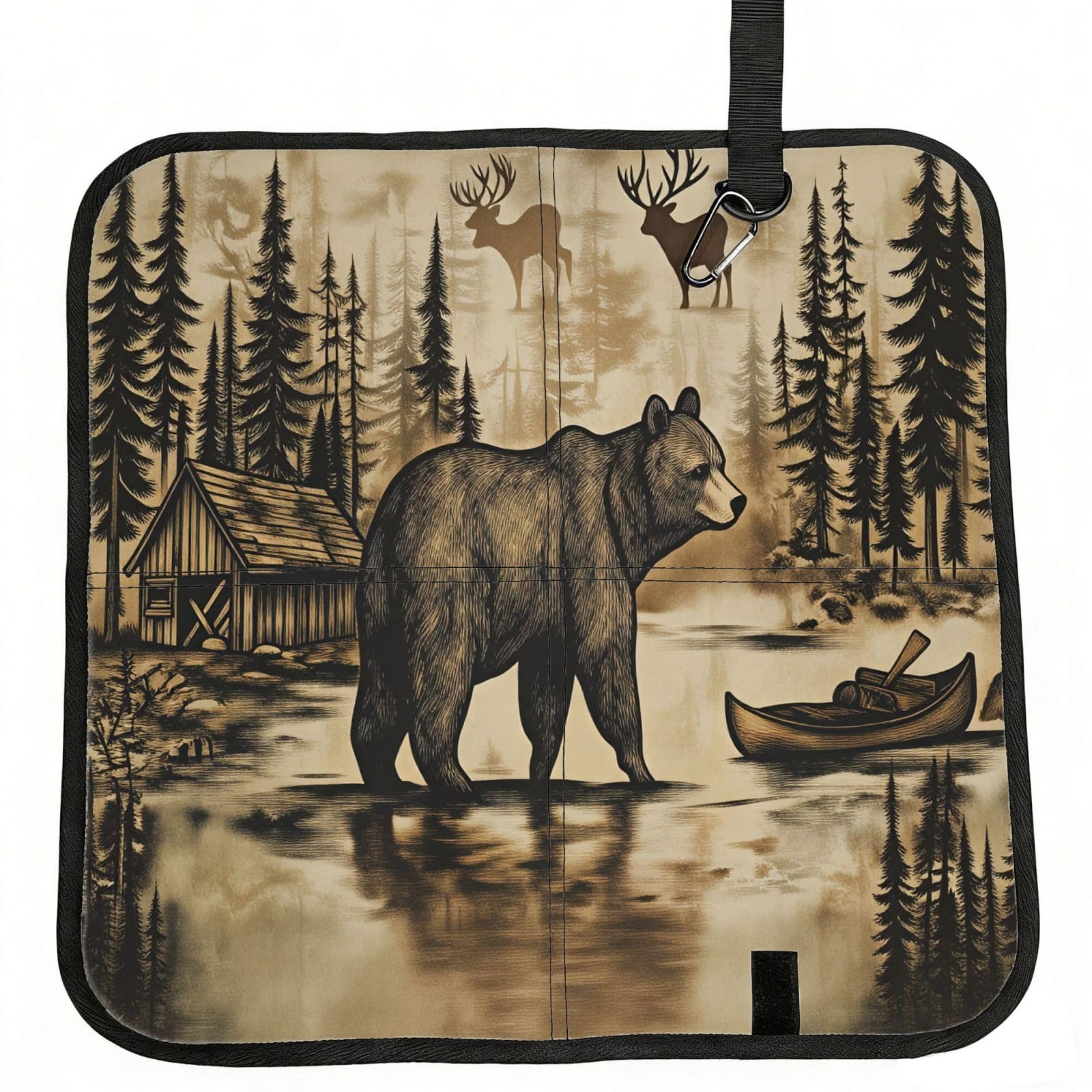 SDEGTHO Wild Bear Print Padded Seat Pad Folding Cushion Waterproof Bench Mat Portable Outdoor Rest Mat 15.8"