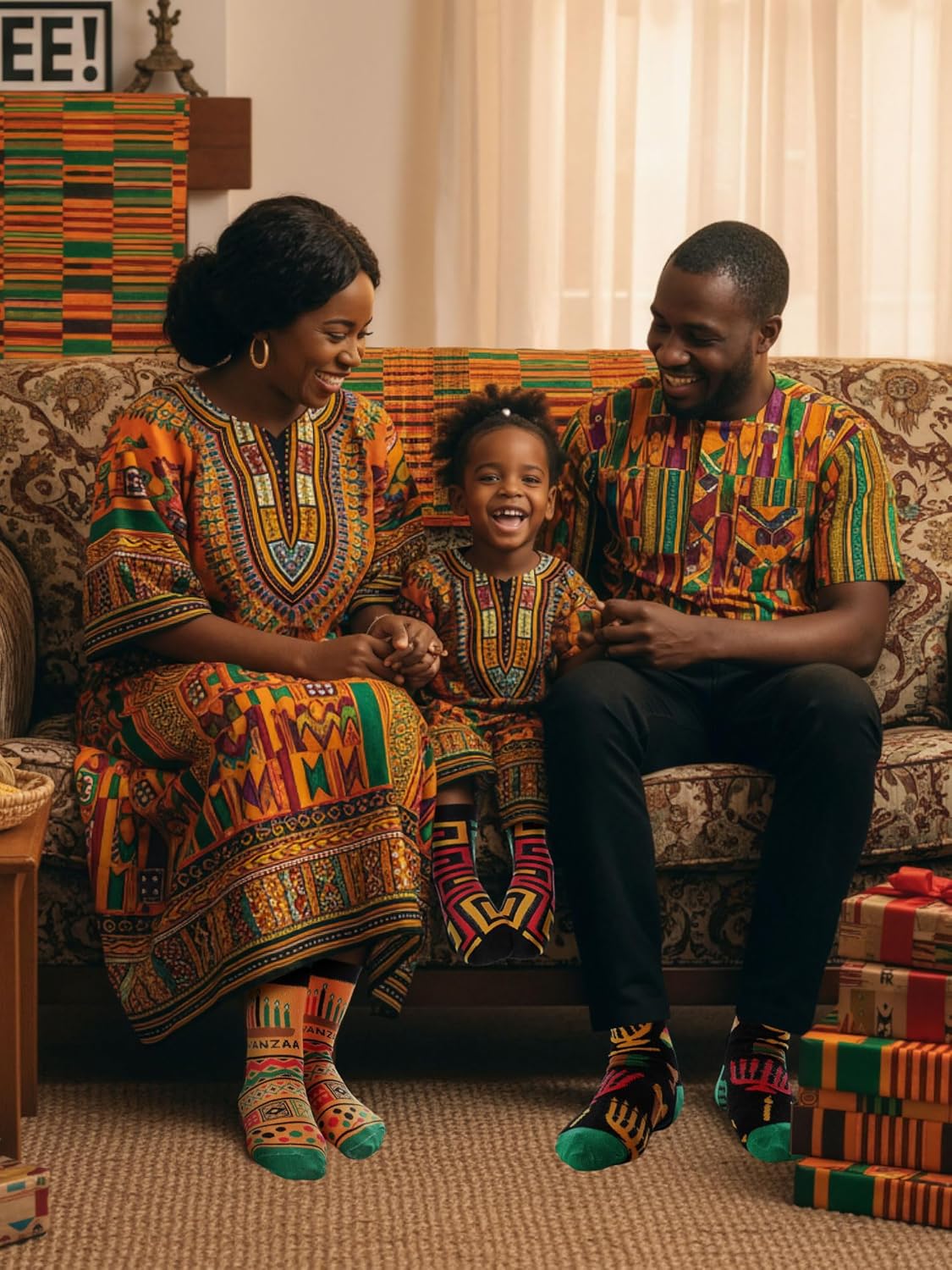 Ramede 48 Pairs Black History Month Sock Bulk Novelty African Kente Kinara Fuzzy Crew Socks for Men Women Juneteenth Gifts - Image 2