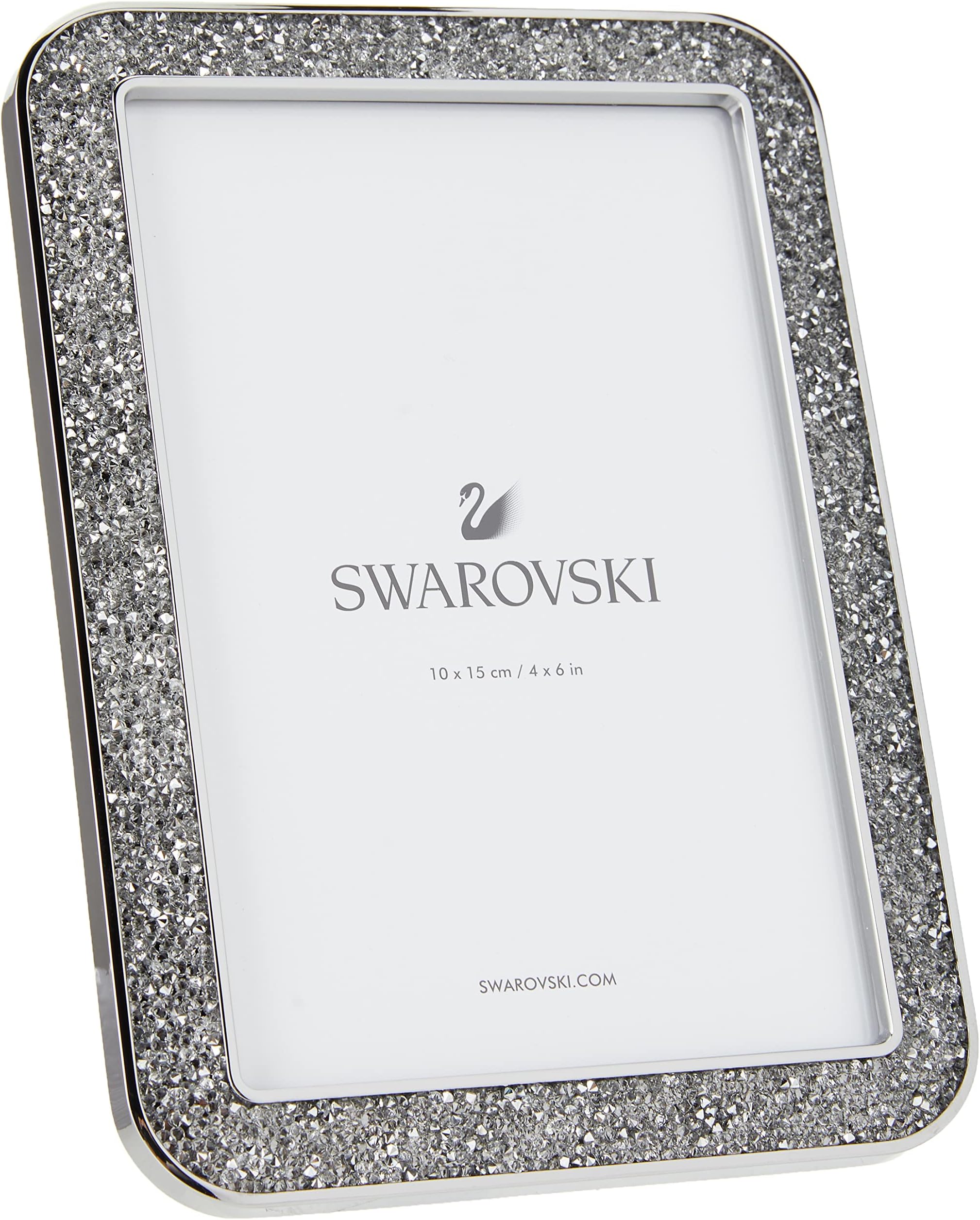 SWAROVSKI Minera Picture Frame, Silver-Tone Metal Picture Frame with Clear Swarovski Crystal Accents, For Pictures Measuring 4 x 6 Inches, Part of the Swarovski Minera Collection