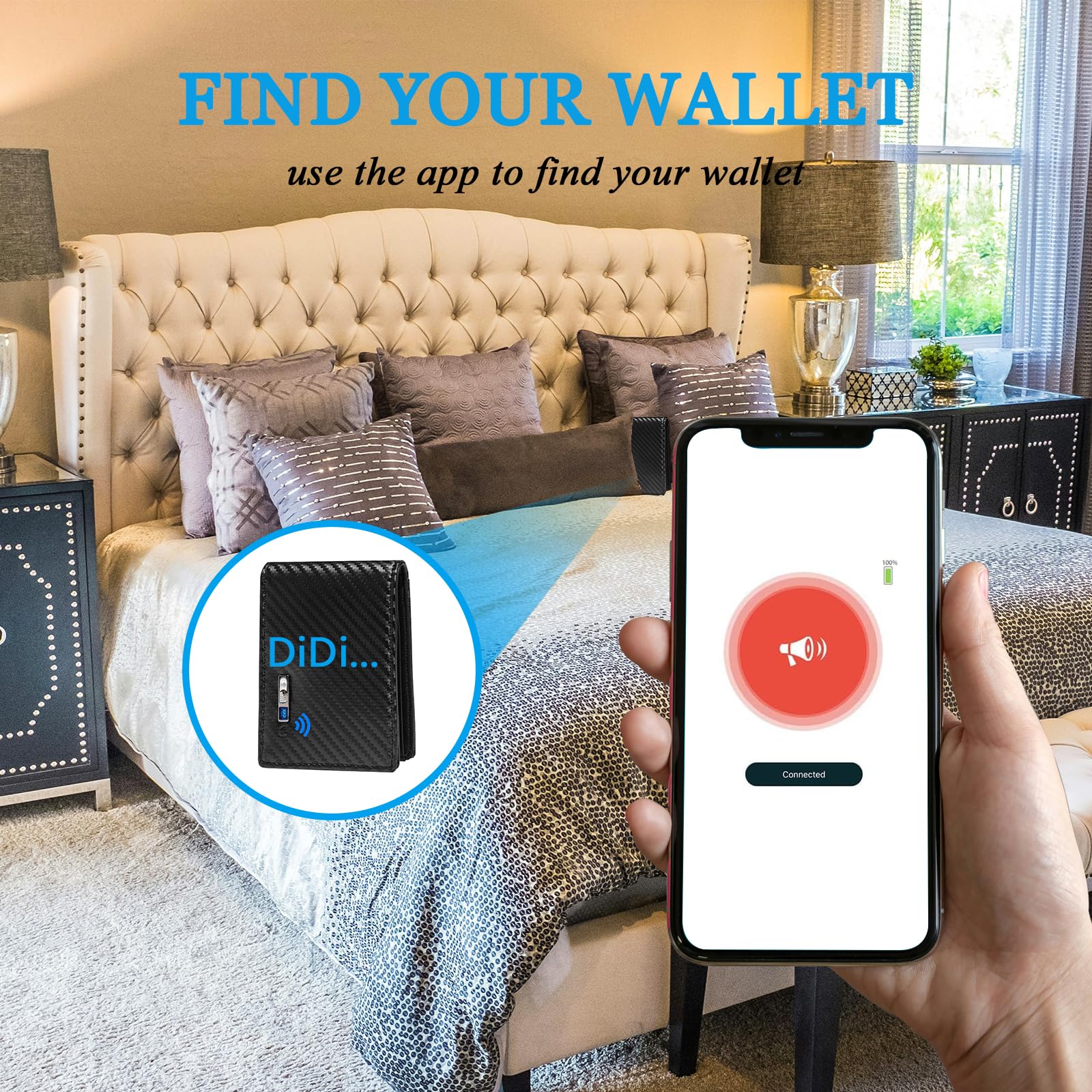 Anti-Lost Bluetooth Wallet Tracker & Finder (Carbon Black)