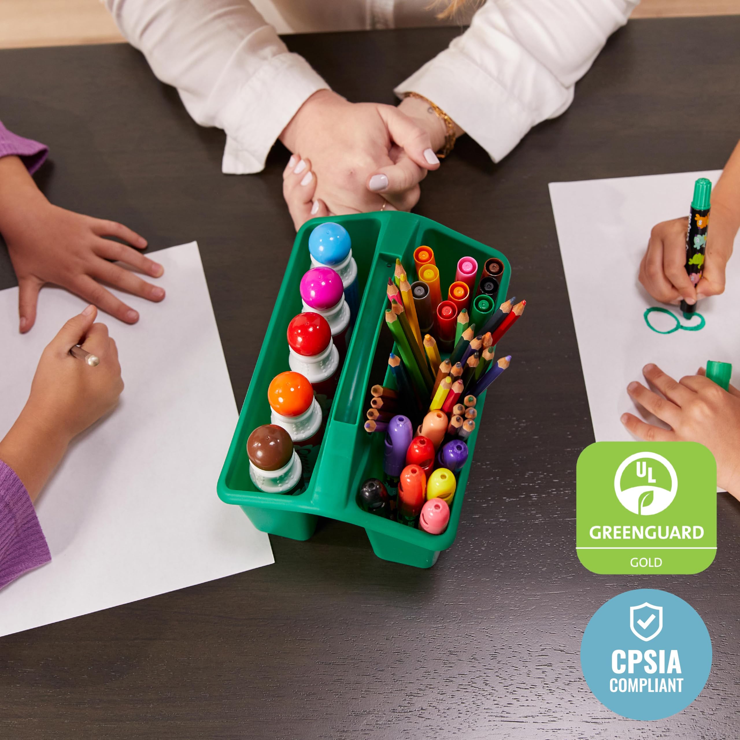 ECR4KIDS Organizador pequeño de 4 compartimentos, organizador de almacenamiento, primario, paquete de 6
