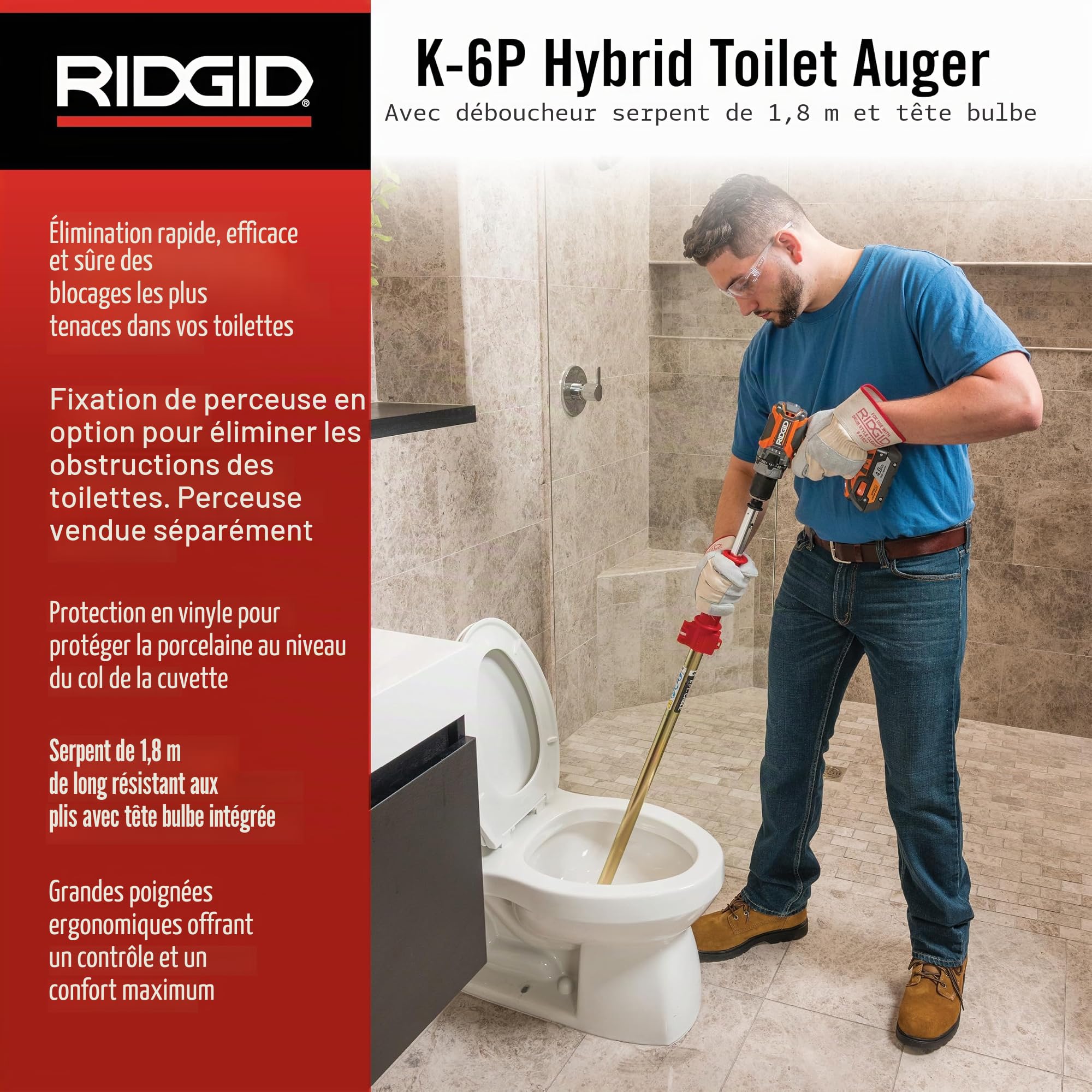Ridgid 56658 K-6P Toilet Auger, No Size, No Color