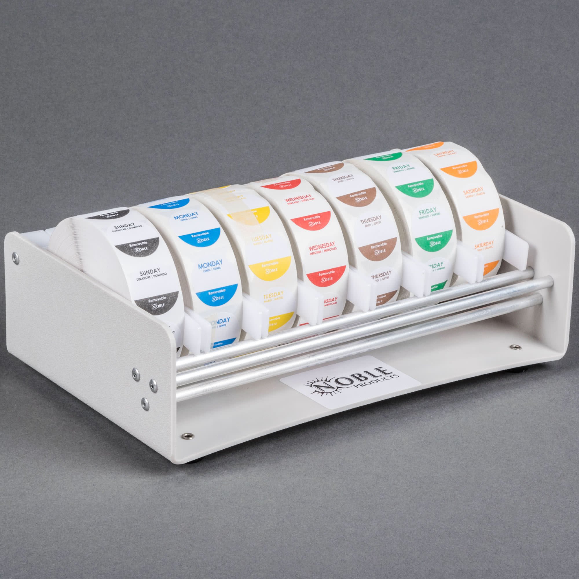 Elevated 7-Slot Dispenser with 7 Removable 1" Day of the Week Label RollsBy TableTop King