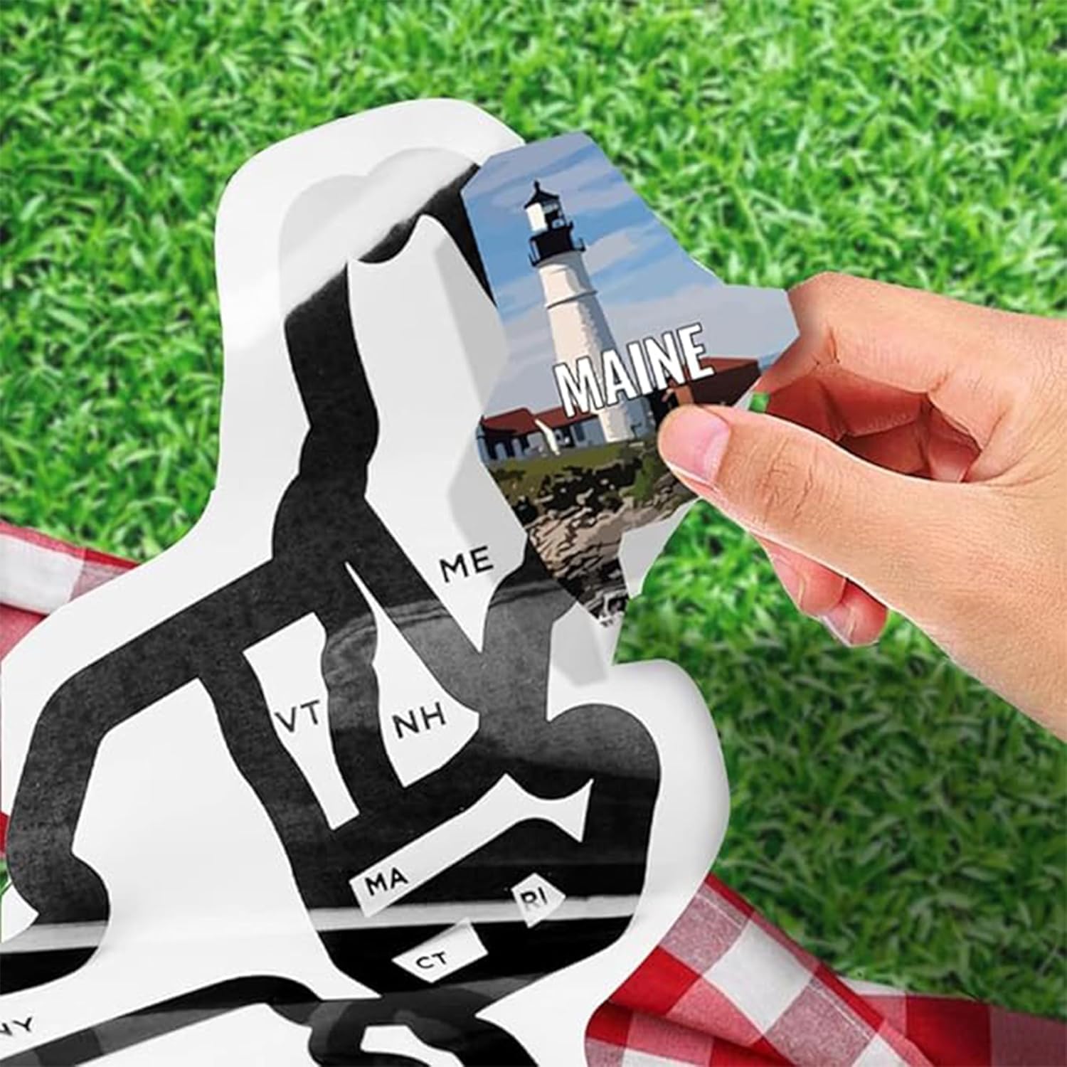 RV State Sticker Travel Map - New NO Fade Ink - RV Decals for Outside - Camper Van Accessories for Outdoor & Indoor Use - USA Decals State Stickers - XL 21in x 15in 50 States Photo Map by Wander Camp