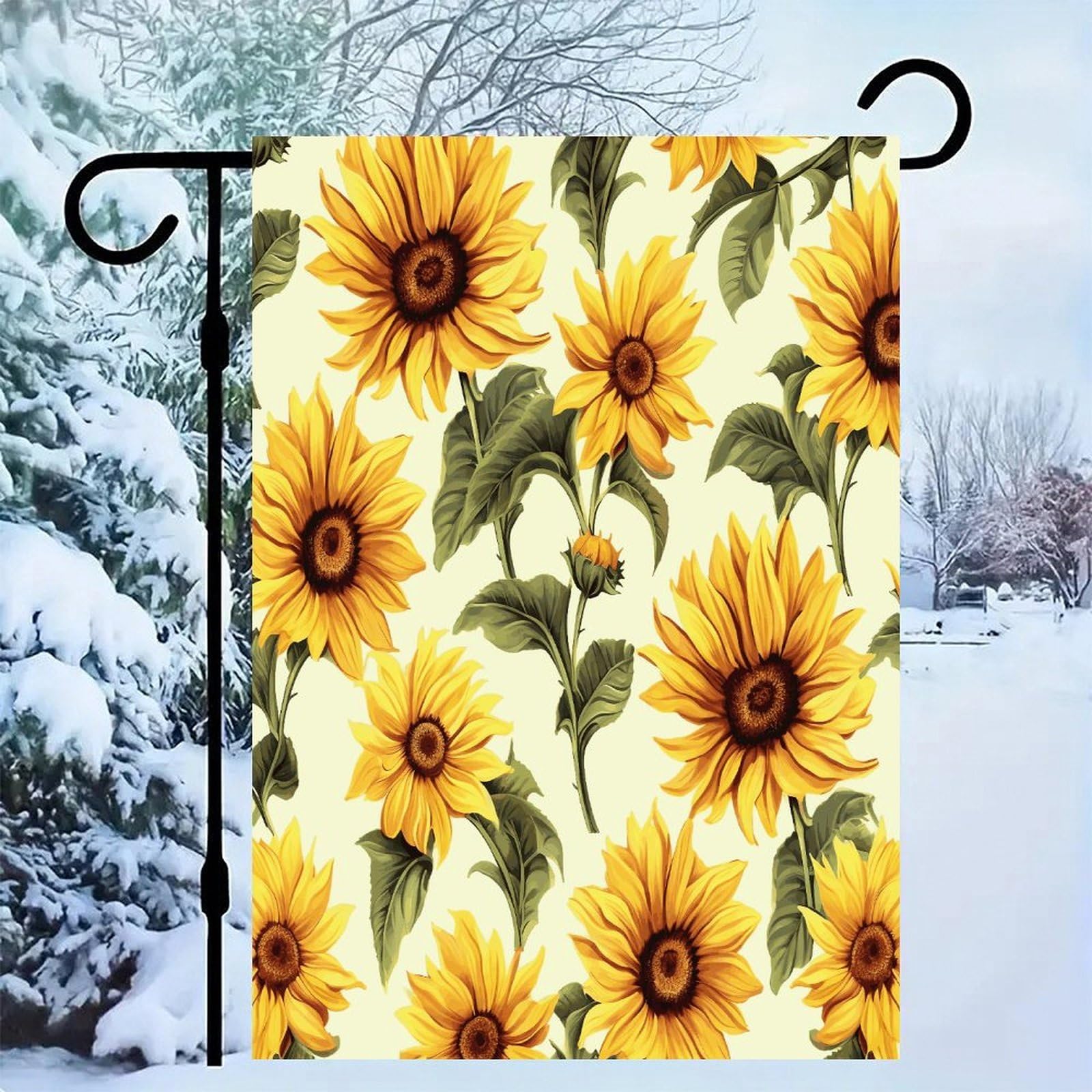 Bandera de jardín de girasol decoración de primavera exterior de doble cara de 12x18