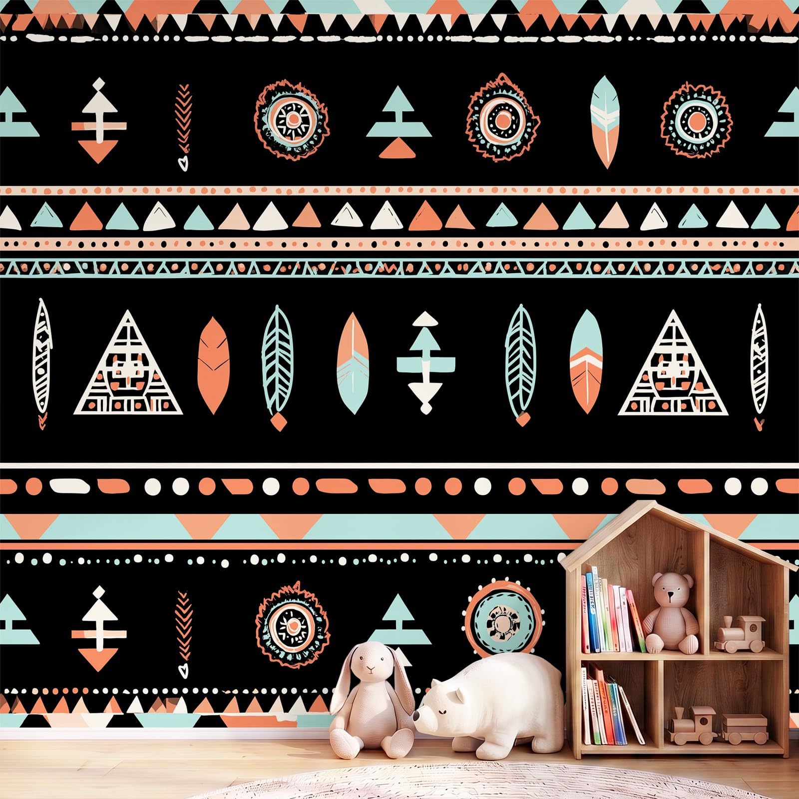 Fototapeta indiańska, plemienna tapeta etno, 350 x 250 cm, włóknina, dekoracja ścienna, tapeta ścienna, dekoracja ścienna, tapeta dekoracyjna, tapeta do gabinetu, salonu, restauracji, totem