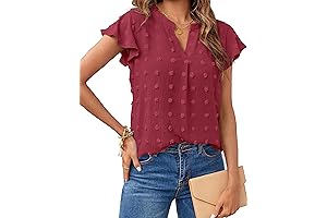 Accentuate Your Elegance with Our Dreamy Women's Summer V-Neck Ruffle Short Sleeve Tops