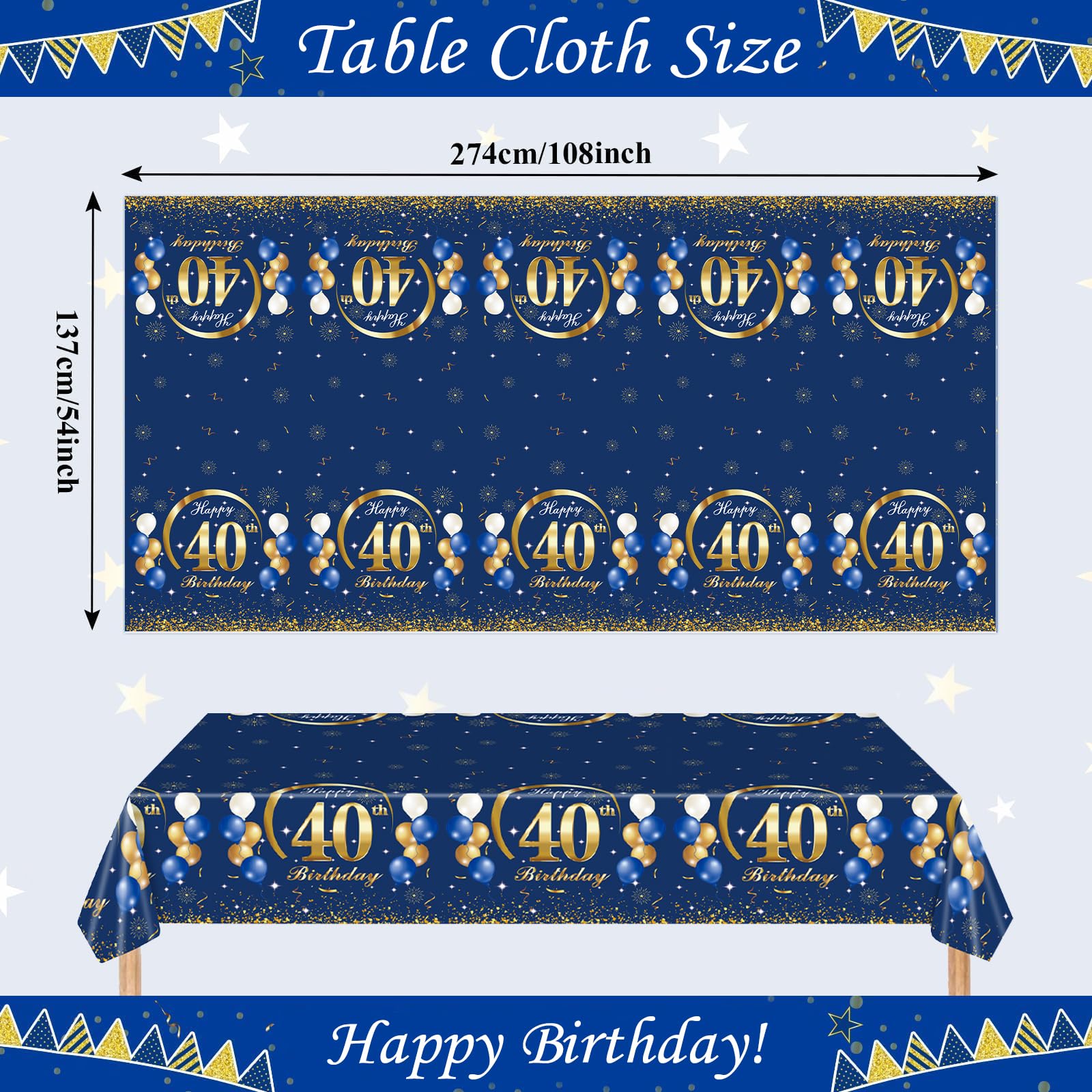 21 Ans Nappe Anniversaire En Plastique, Bleu Et Argent Nappe Fête 21 Ans Anniversaire, Nappe Happy 21th Birthday 137x274cm Couverture Rectangulaire