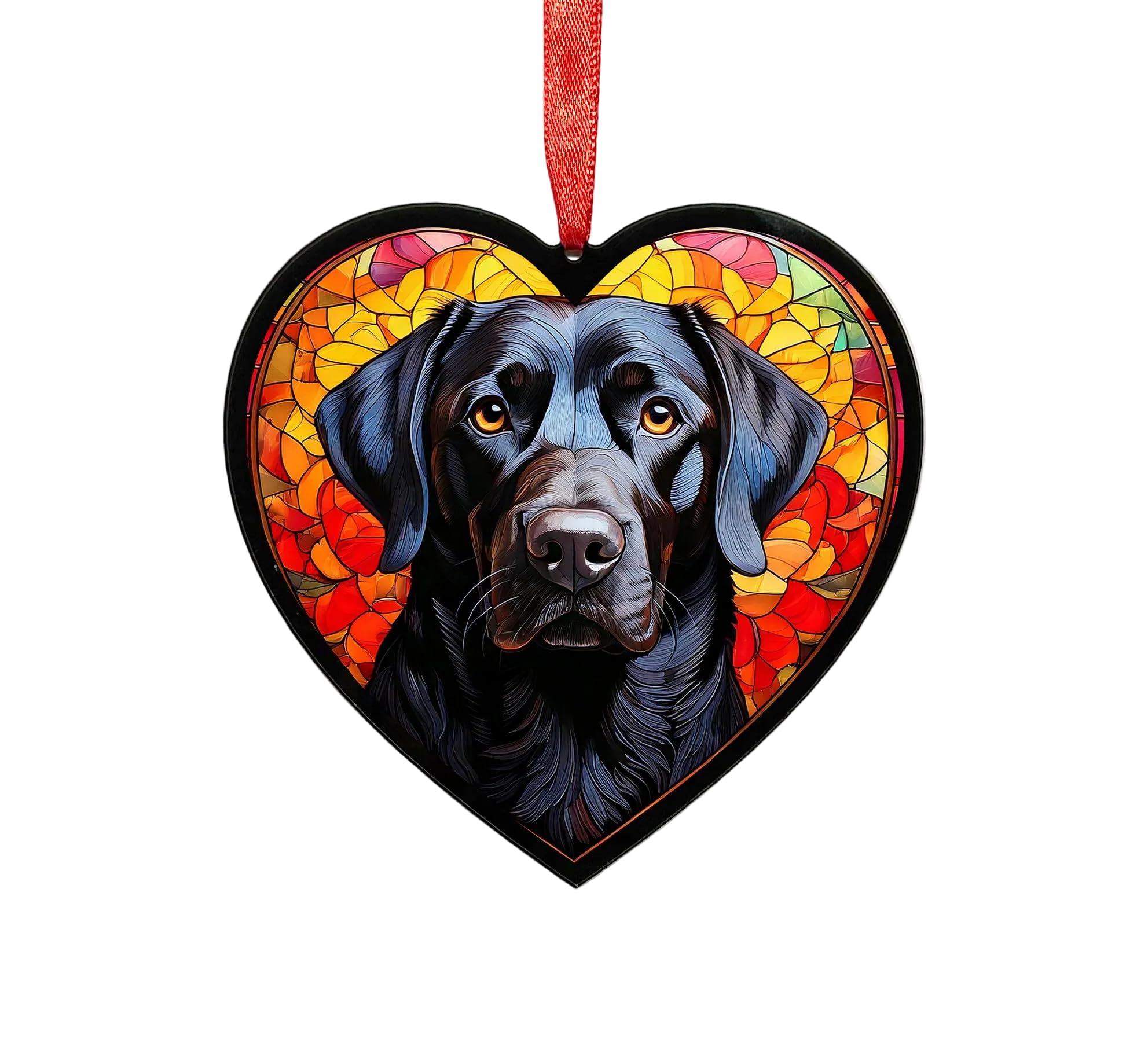 Black Labrador Heart Suncatcher - Memorial or Gift for Dog Lovers - 13cm