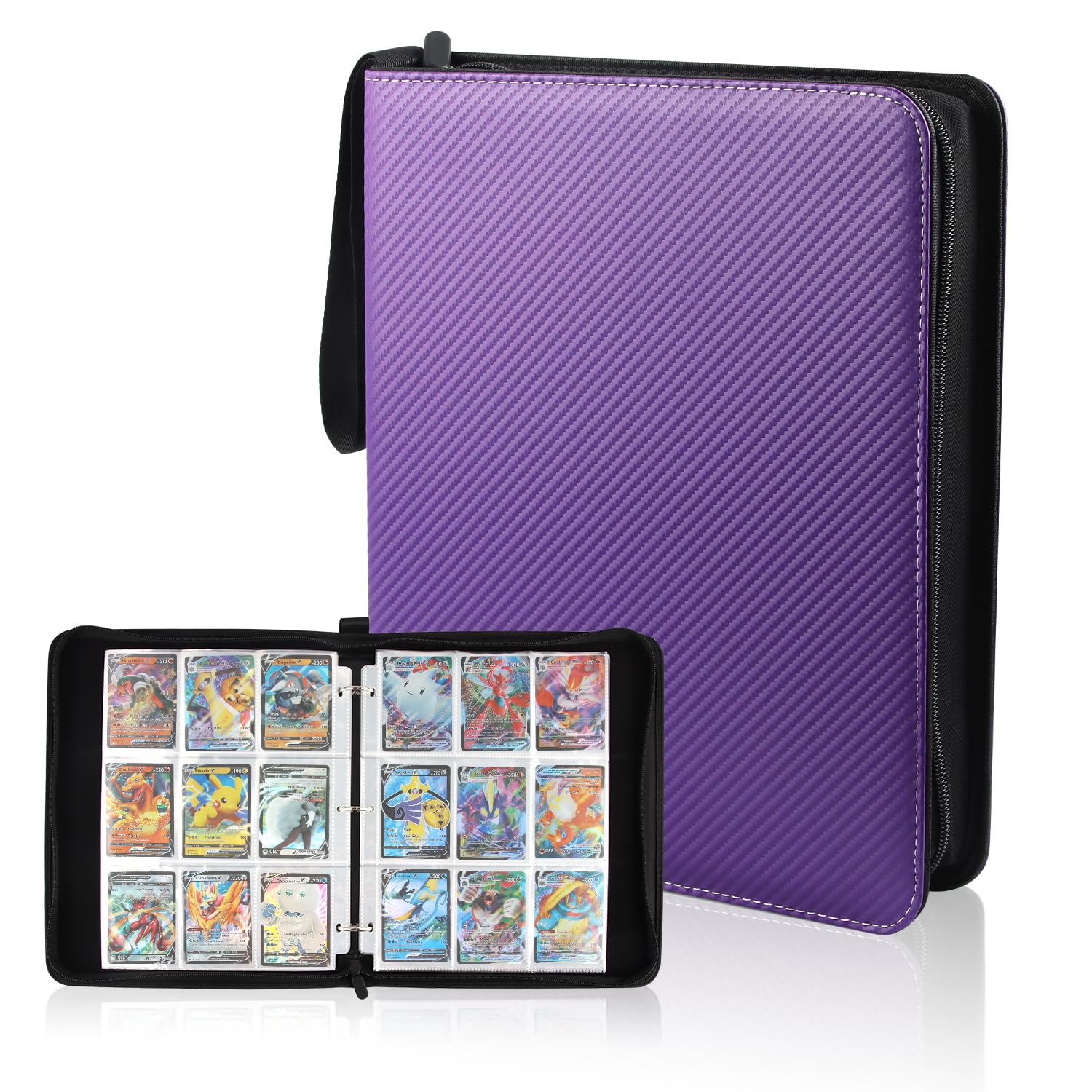 Album Raccoglitore Per Carte Da Collezione – 50 Pagine, 900 Carte, In PU Impermeabile Con Chiusura Lampo – Perfetto Per Bambini (34x27x5 Cm) - 3